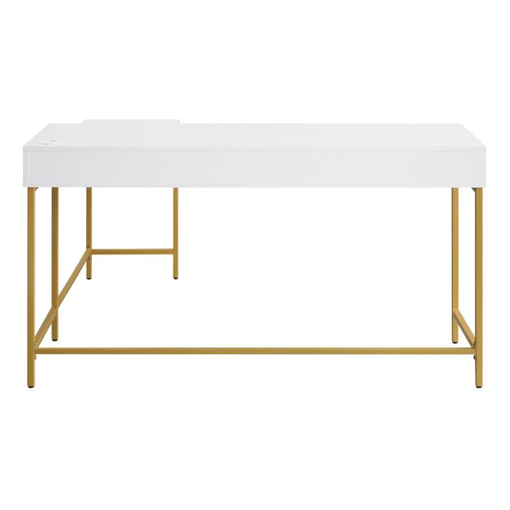 Modern Life L Shaped Desk White - OSP Home Furnishings: Home Office Furniture with All Purpose Drawer