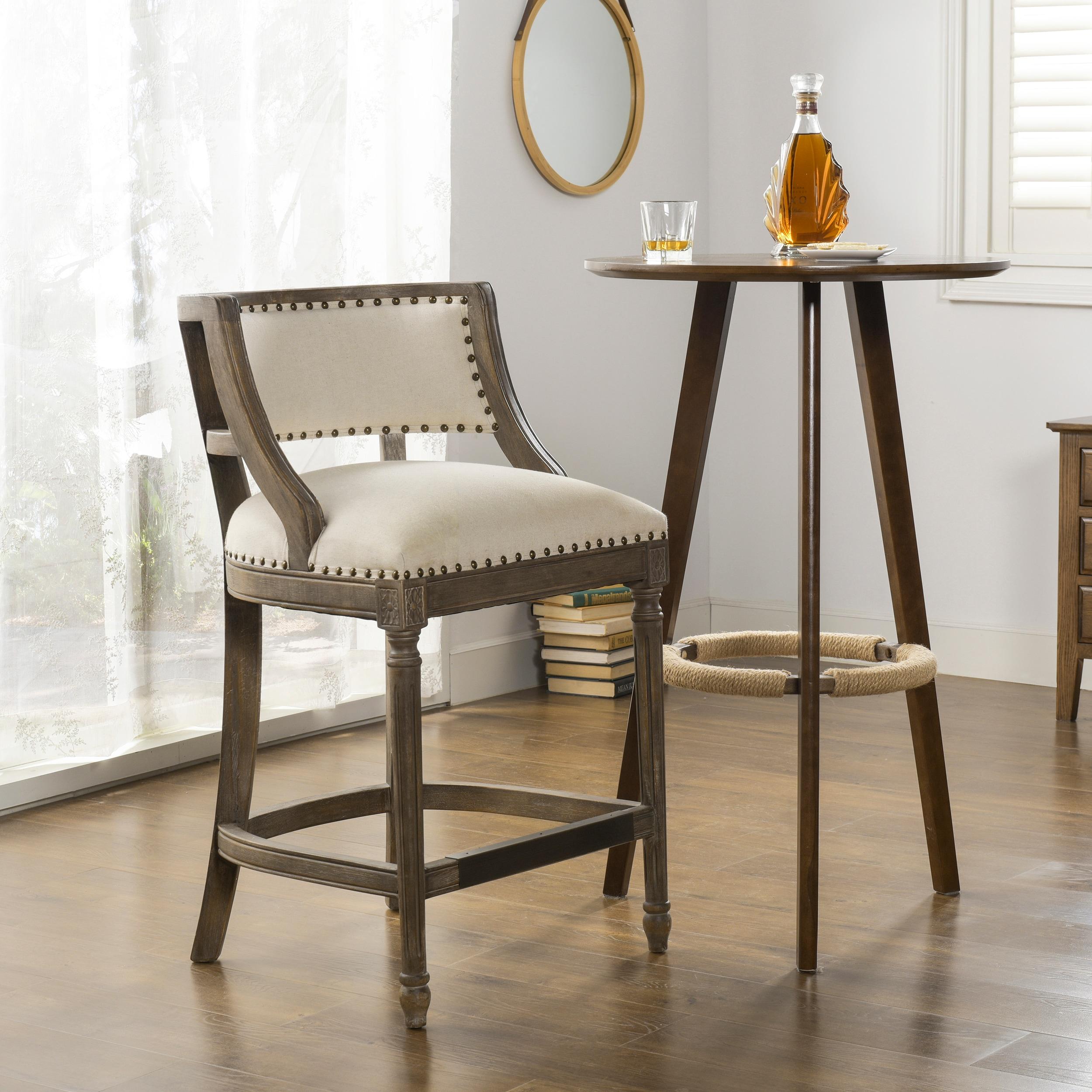 Jennifer Taylor Home Paris 26.5" Farmhouse Counter Height Bar Stool Light Beige