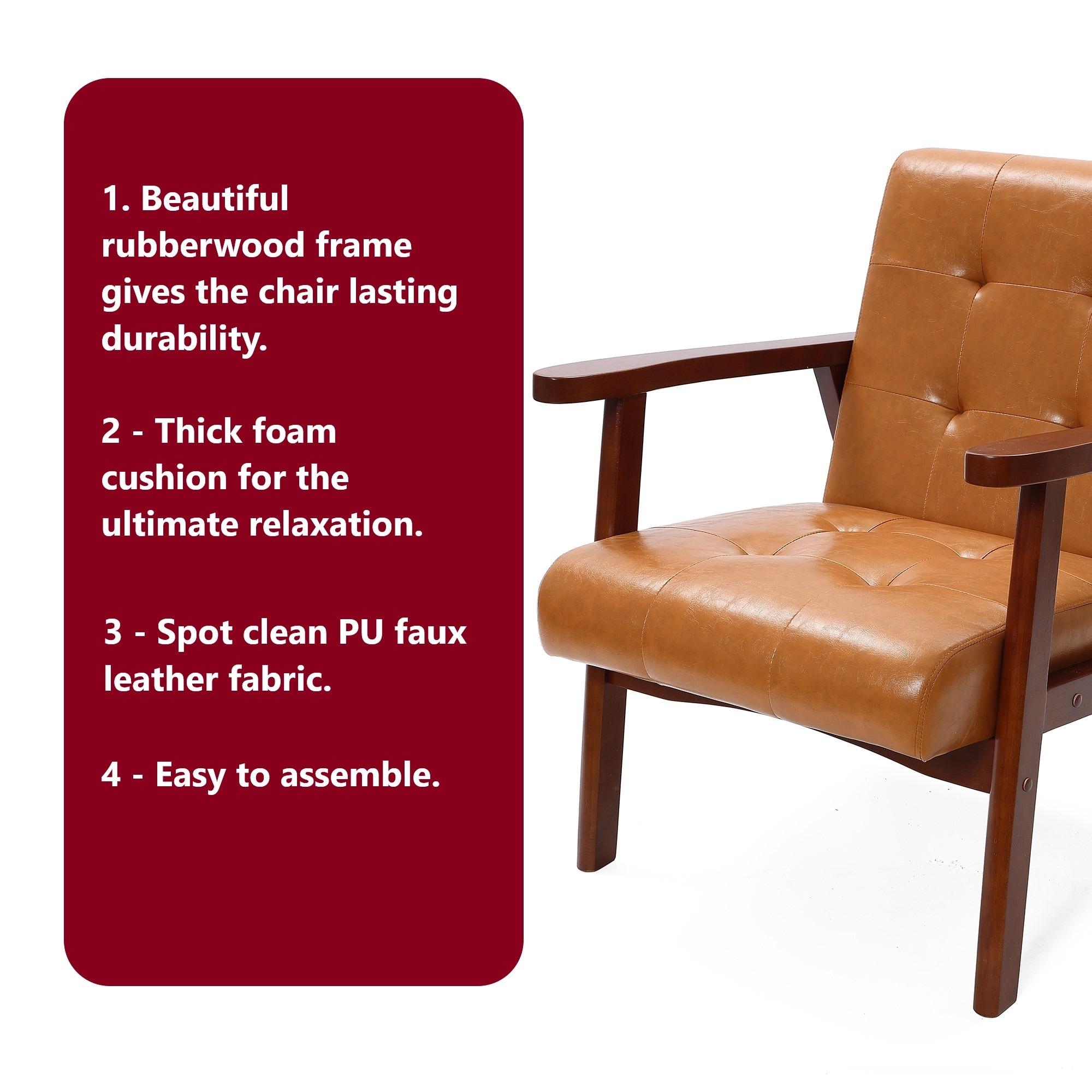 LuxenHome Accent Chair Living Room Upholstered Brown Armchair