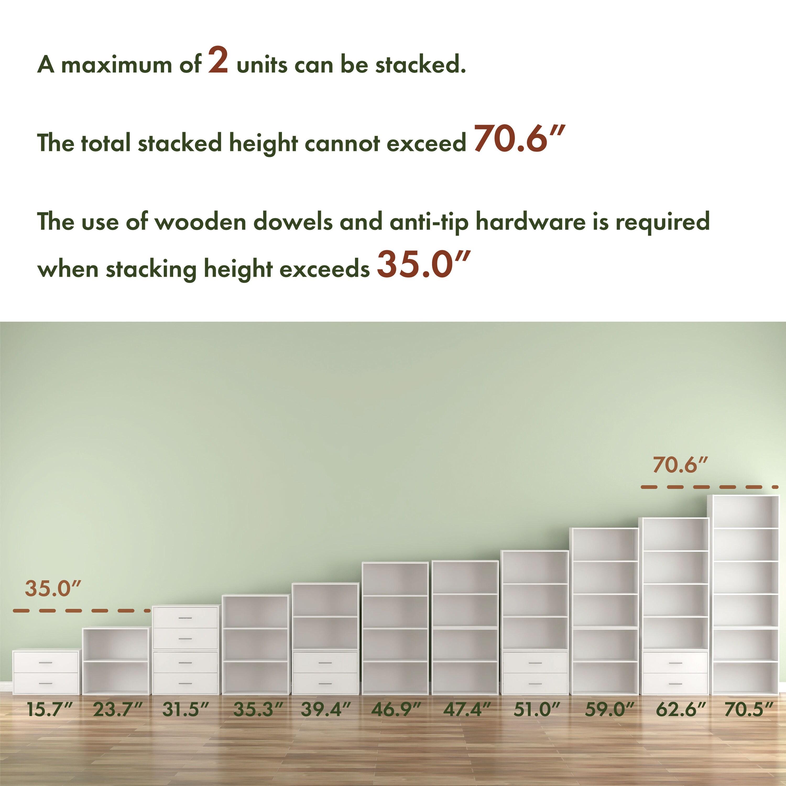 24/7 Shop At Home 46.9" Silkpath Modern 4 Tier Stackable and Modular Bookcase White: Modular Organizer, Open Shelving