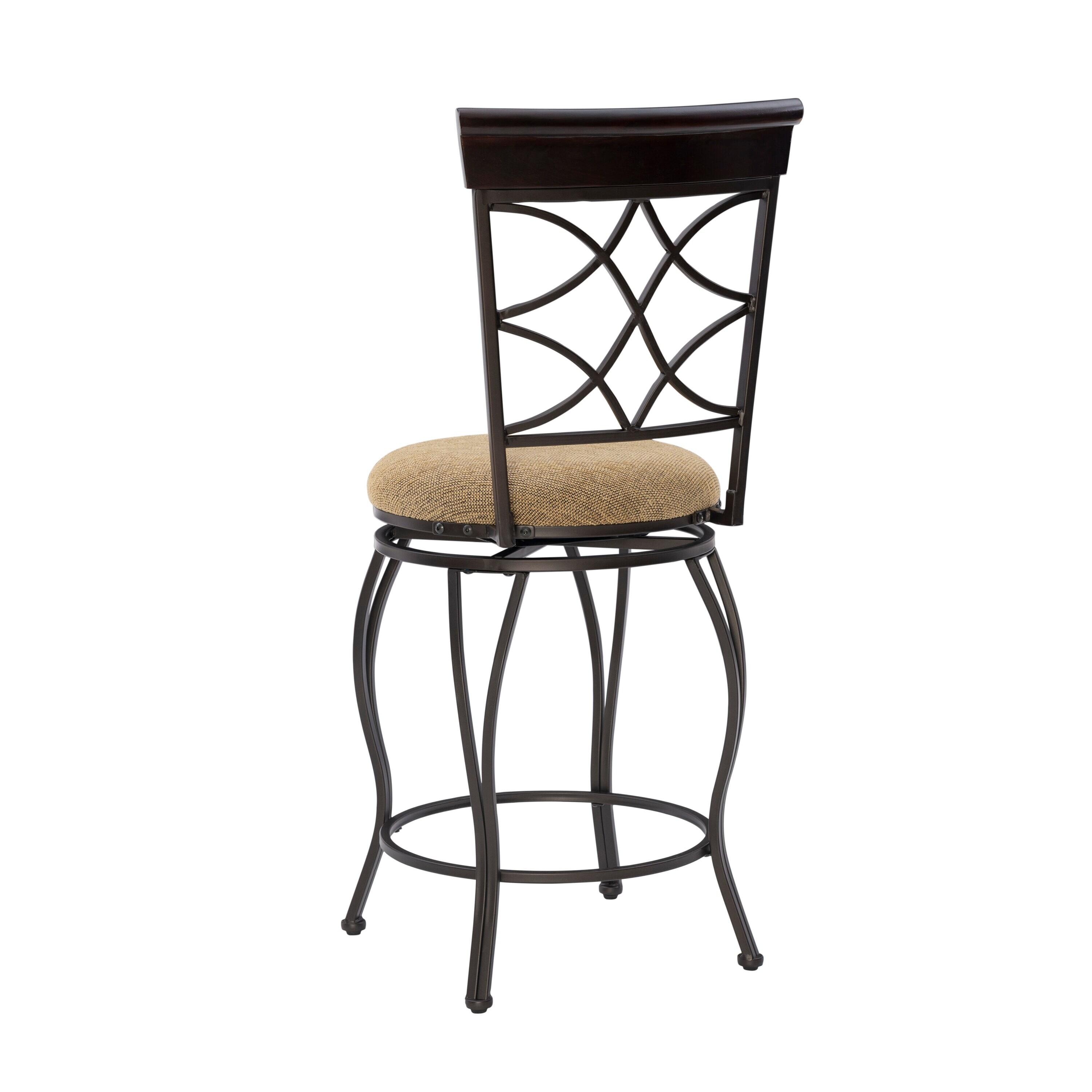 Linon Curves Counter Bar Stool, Metallic Brown, 24 inches Seat Height