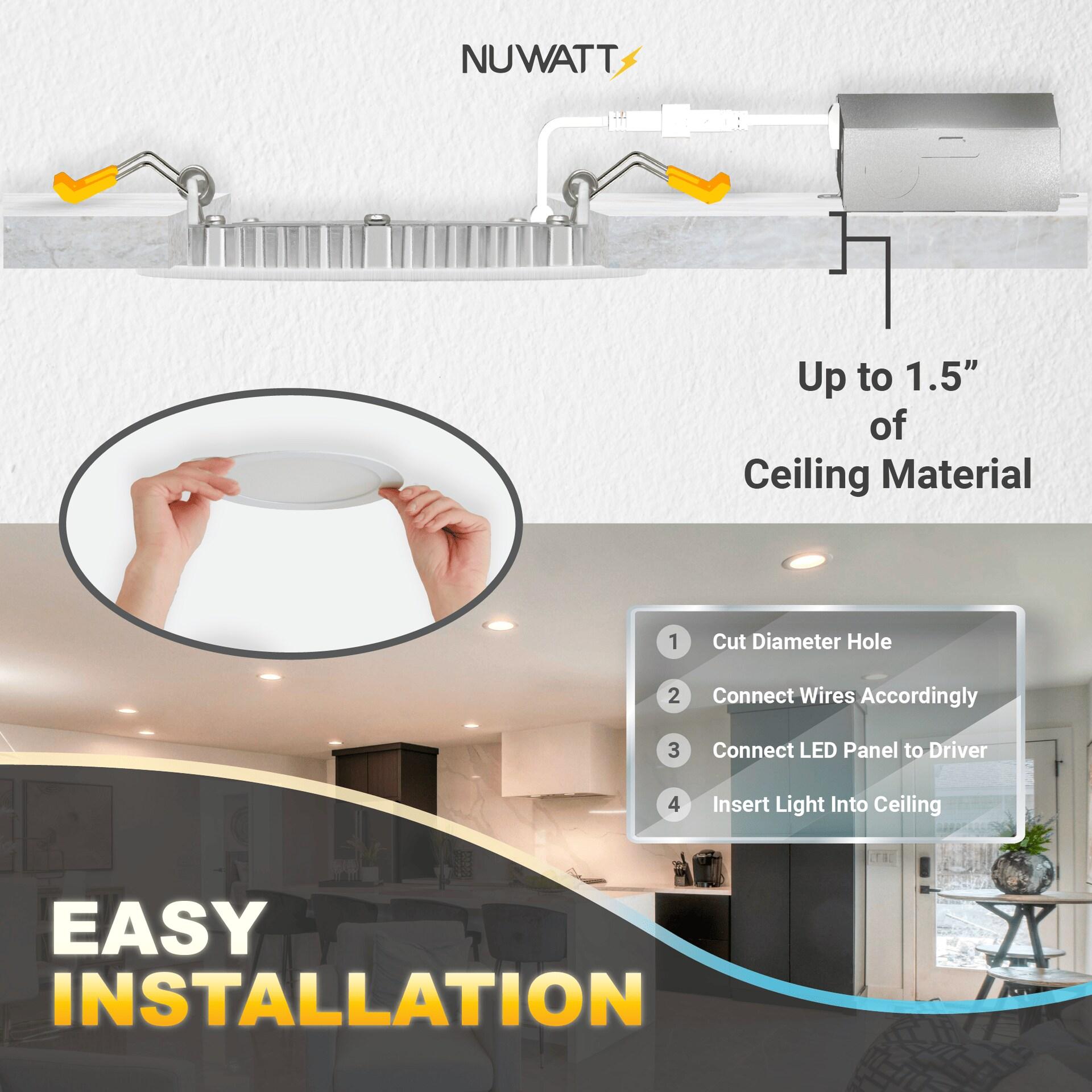 NuWatt 3'' Ultra Slim Selectable CCT New Construction LED Canless Recessed Wafer Light 12 Pack