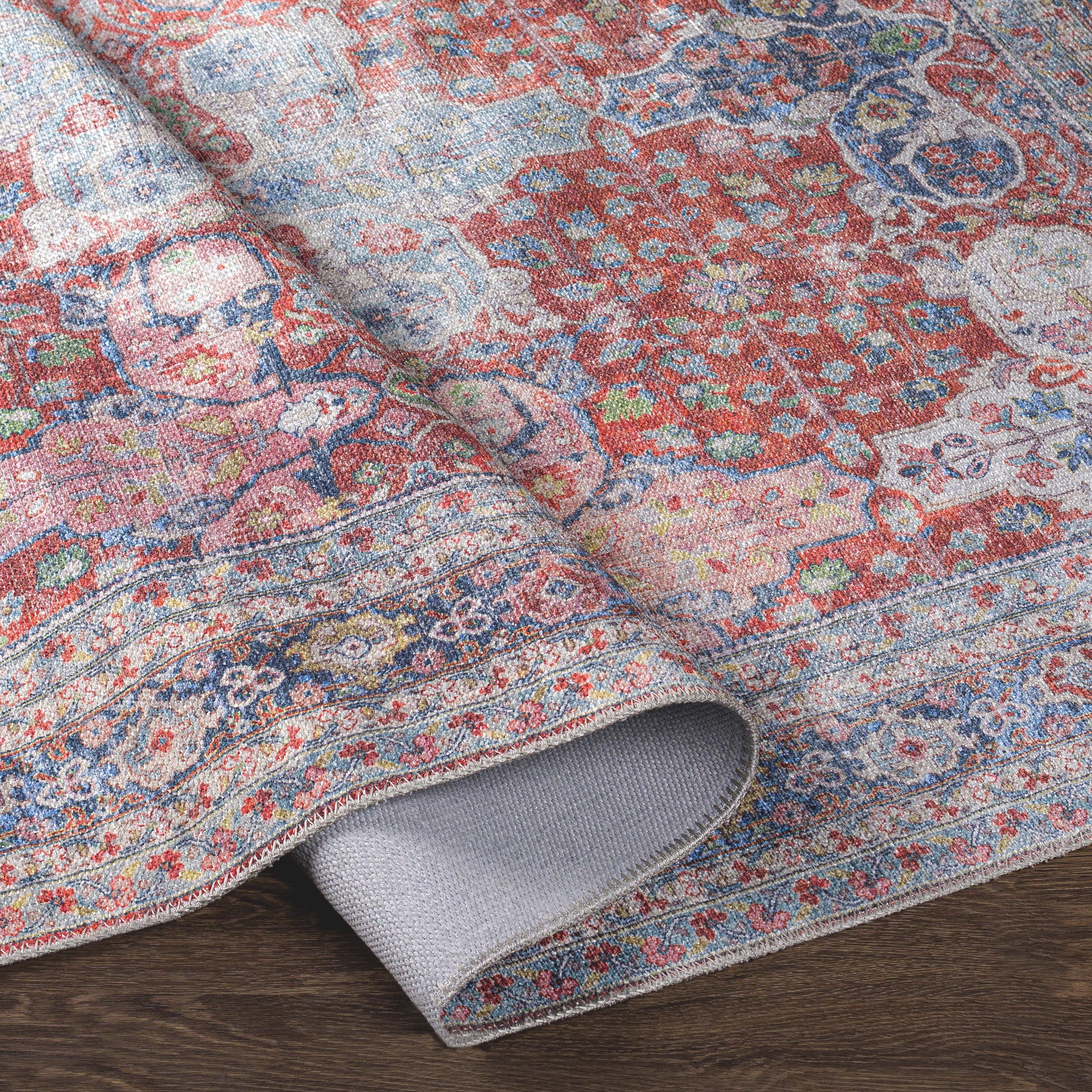 6'7"x9' Alanya Traditional Machine Washable Area Rug Red - Artistic Weavers