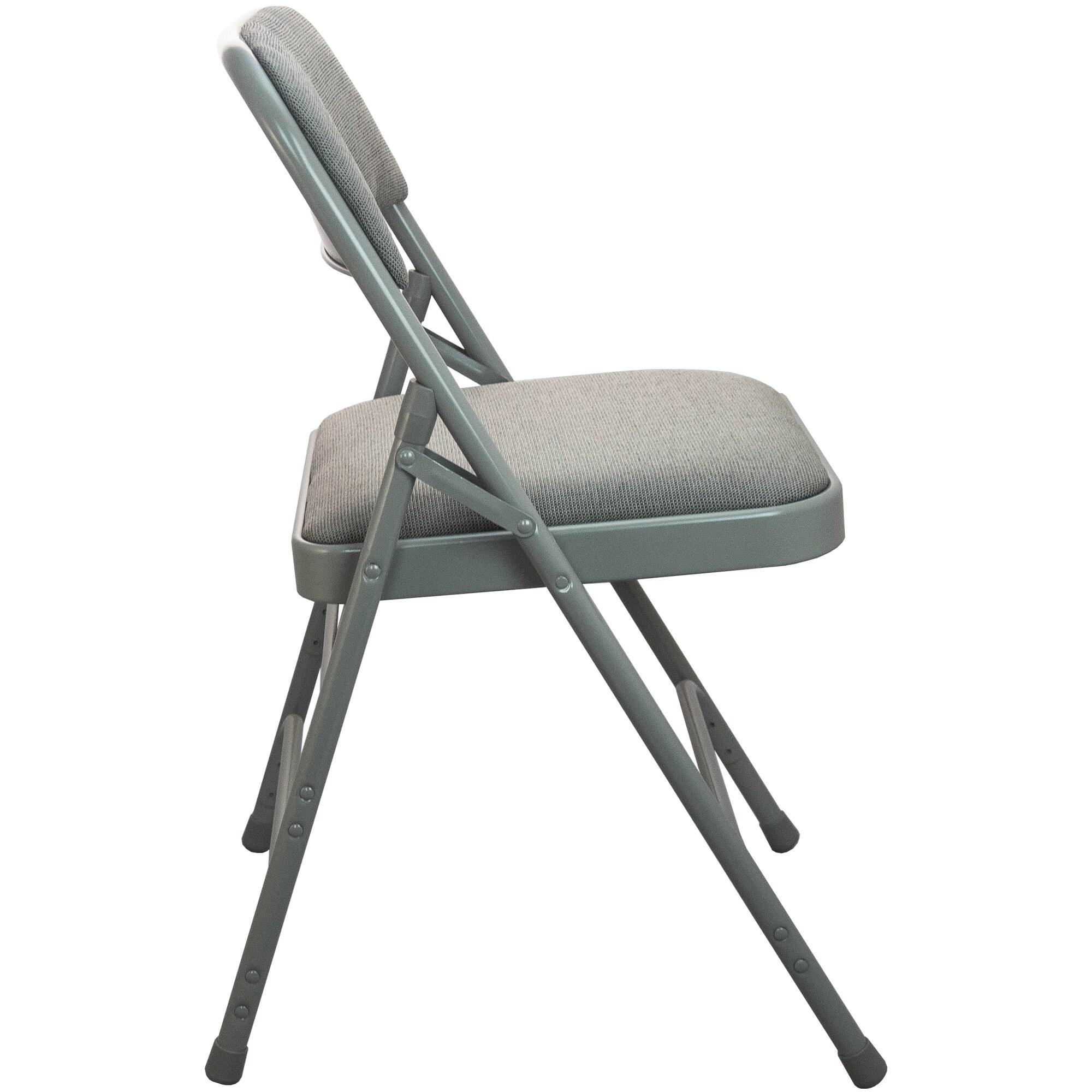 Flash Furniture Advantage Grey Padded Metal Folding Chair - Grey 1-in Fabric Seat