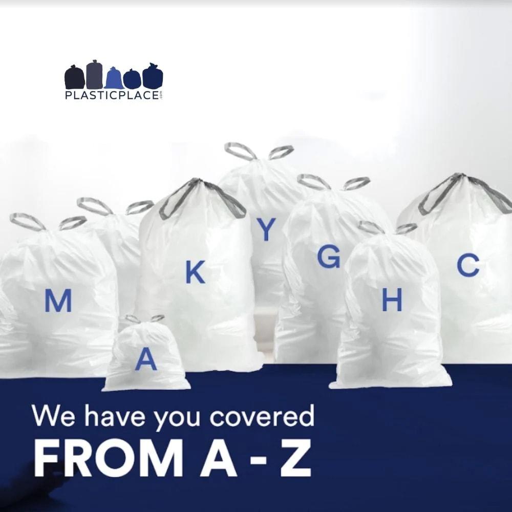 Plasticplace White Trash Bags Compatible with simplehuman Code B , 1.6, 6 Liter (200 Count)