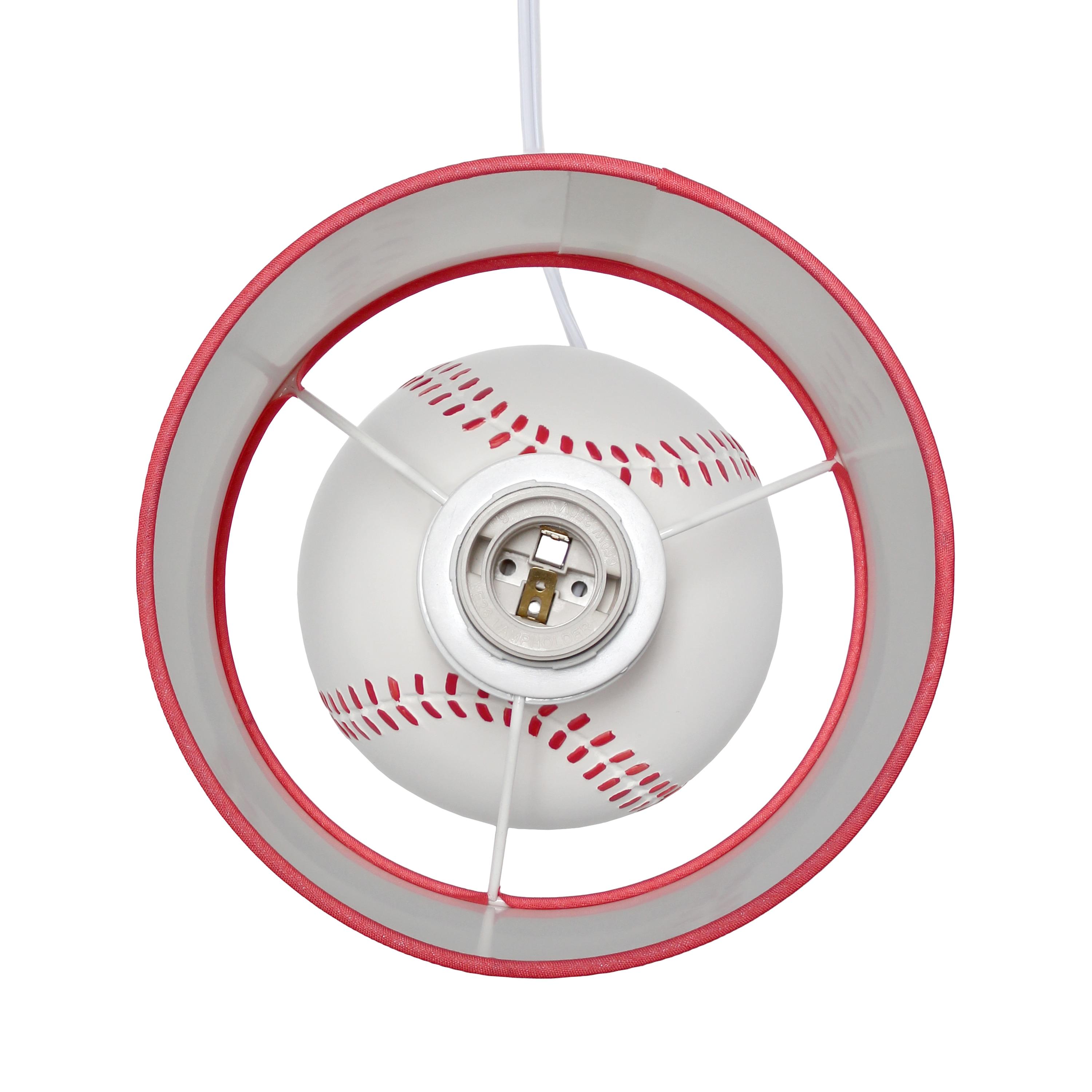 Simple Designs 10.7" SportsLite Mini Baseball Table Lamp Mancave White and Red