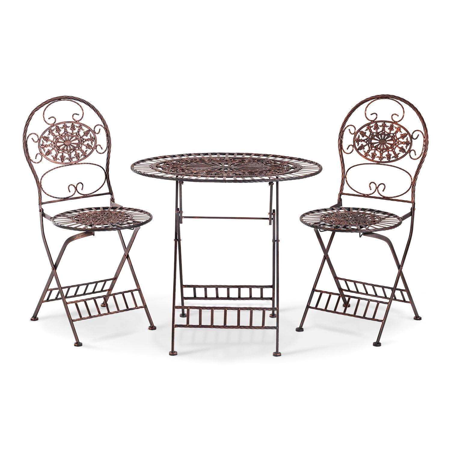 Bronze Floral 3-Piece Metal Outdoor Bistro Set