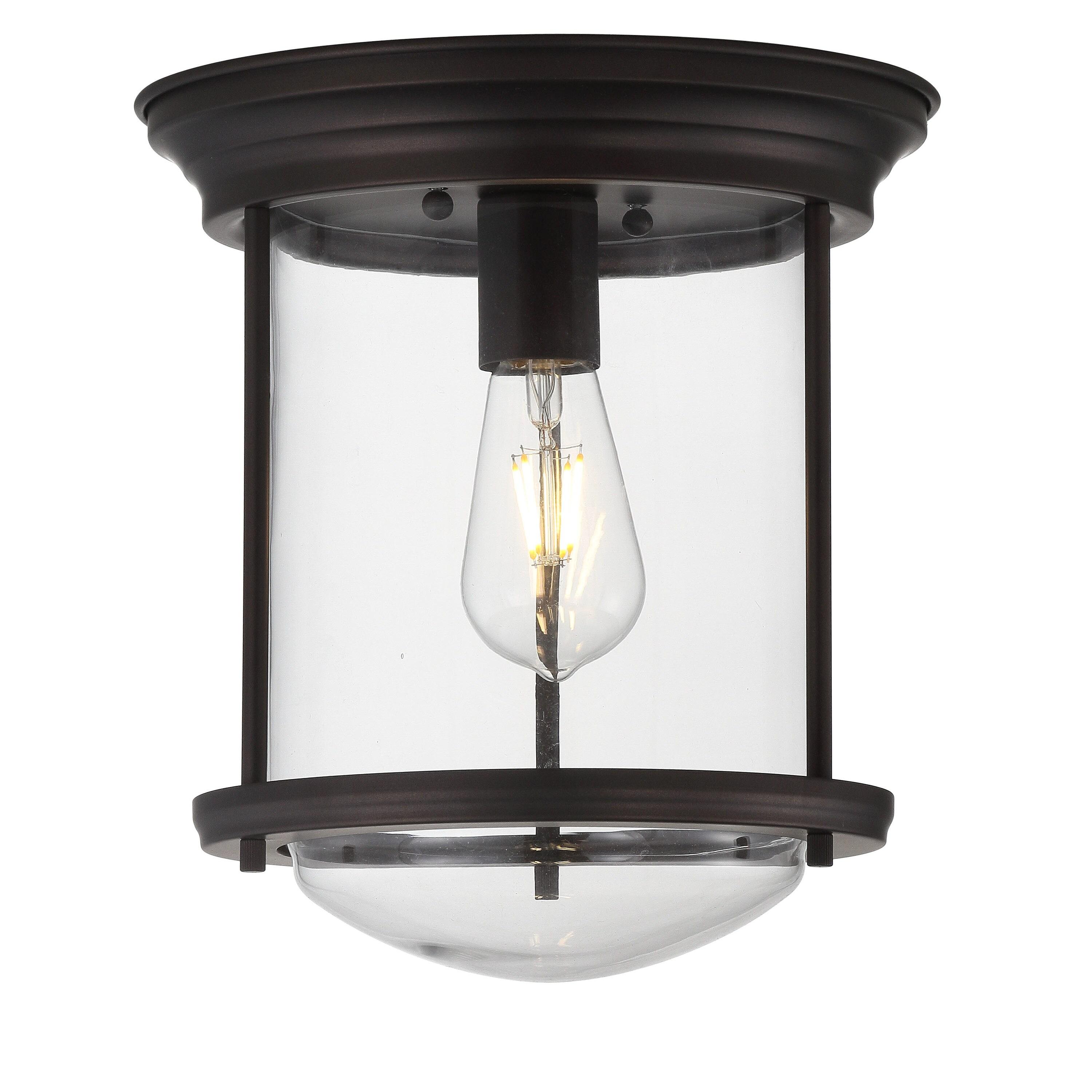 Savannah 10.25" Metal/Glass LED Flush Mount, Oil Rubbed Bronze