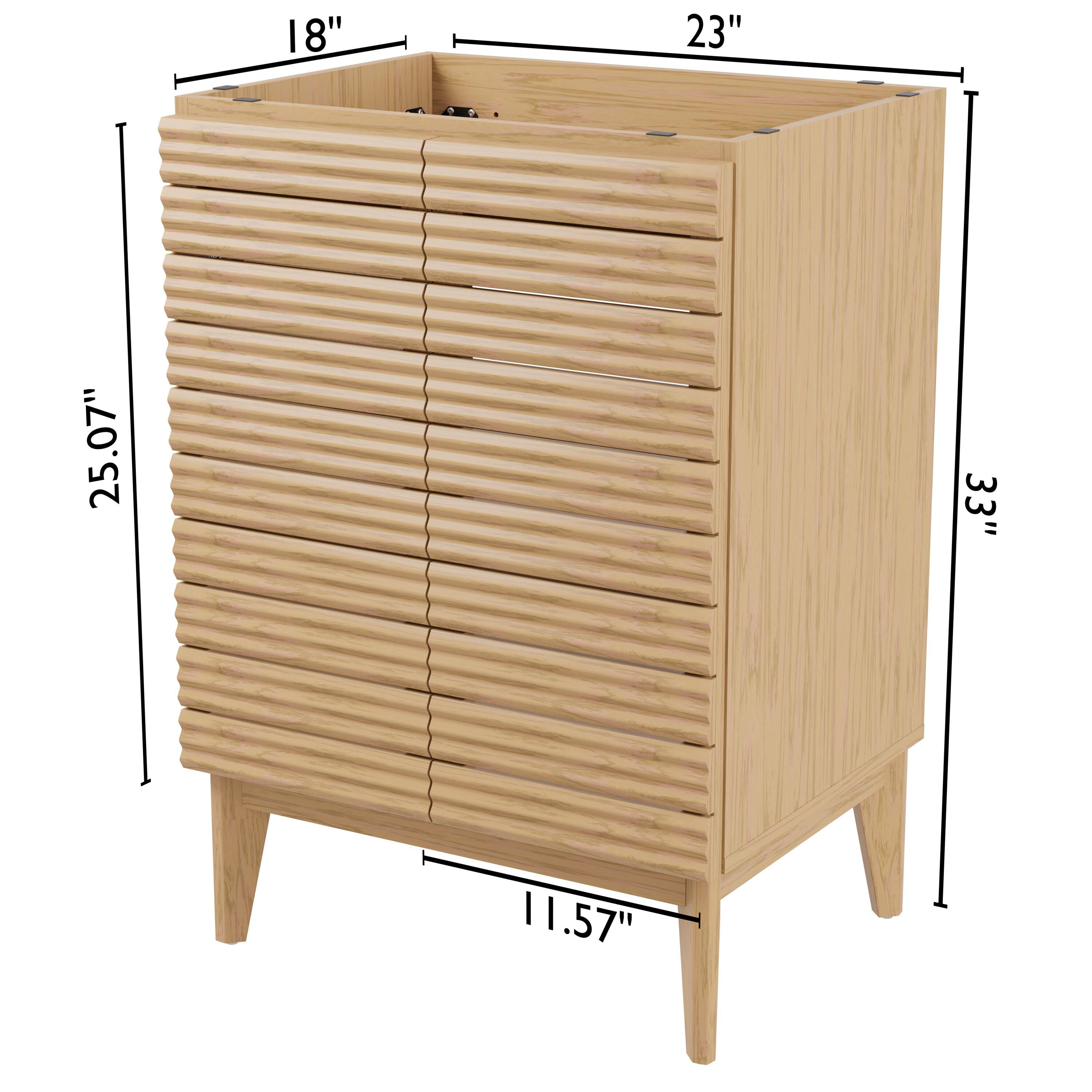 Calandre 24" Slat Modern Farmhouse 2-Shelf Bath Vanity Cabinet Only (Sink Basin not Included)