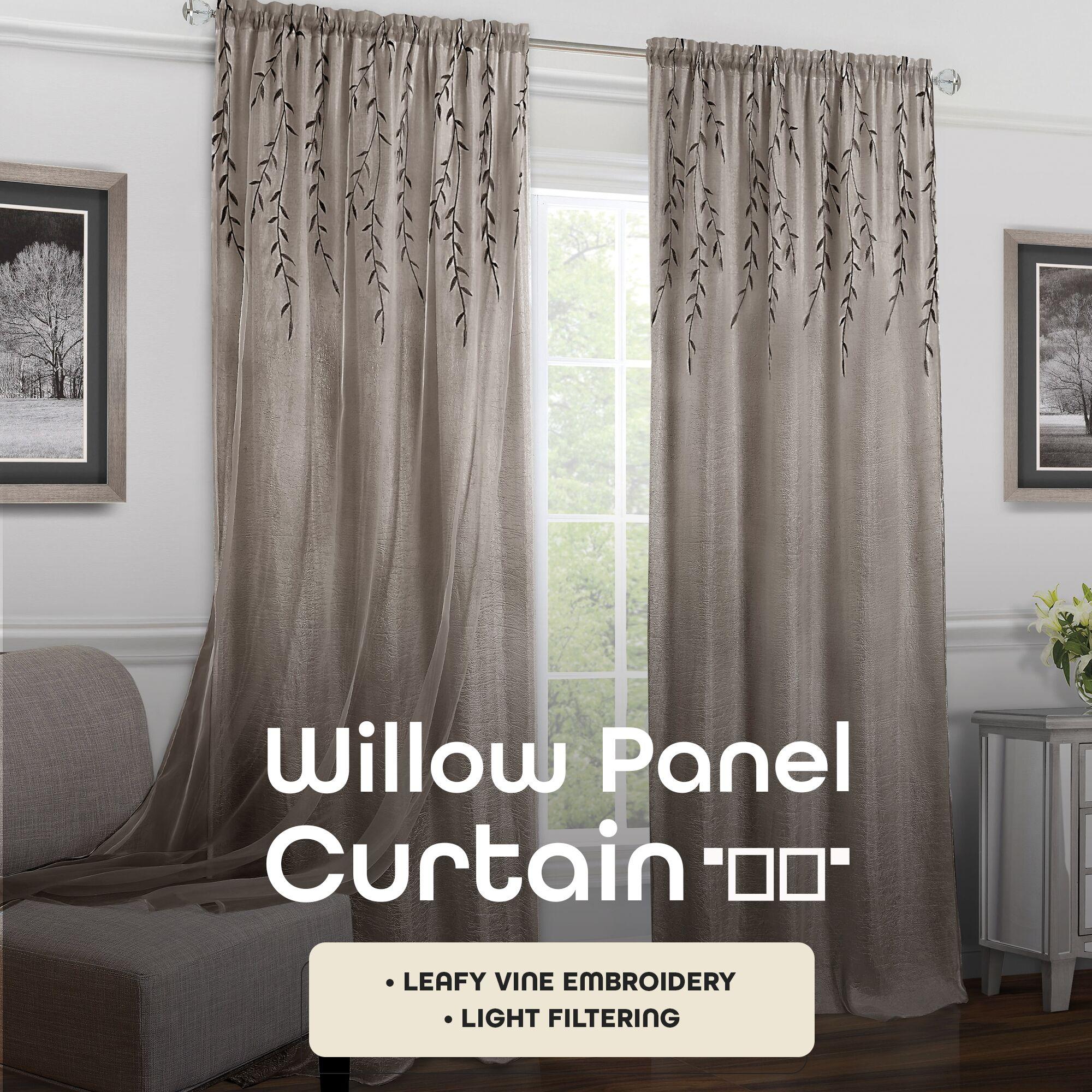 Traditional Elegance Willow Rod Pocket Window Curtain Panel - 42x63 - Toffee