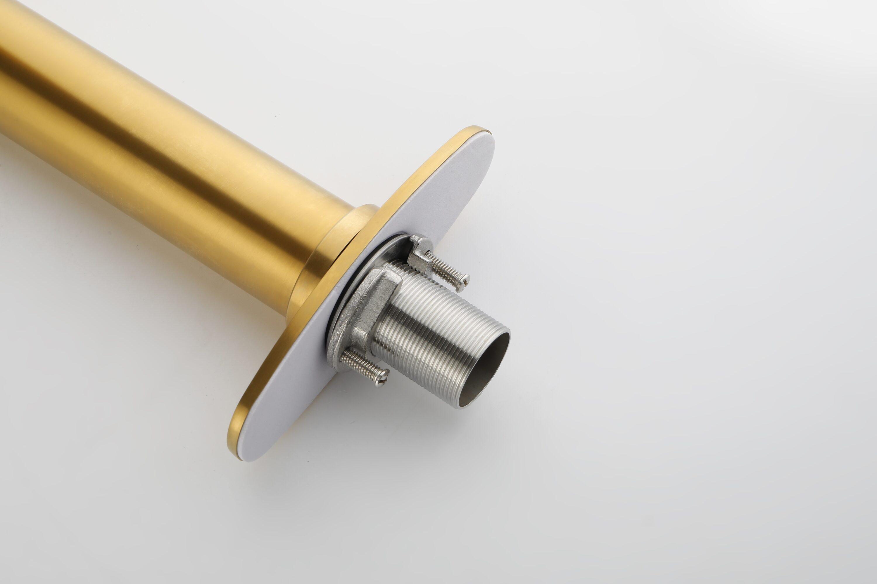 Gold Bathroom Faucets | Waterfall Single Hole Bathroom Sink Faucet with Deck Plate, 1 Hole Or 3 Hole for 4 Inch Brushed Gold Vanity Faucet with Pop-Up Drain Single Handle Lavatory Faucet