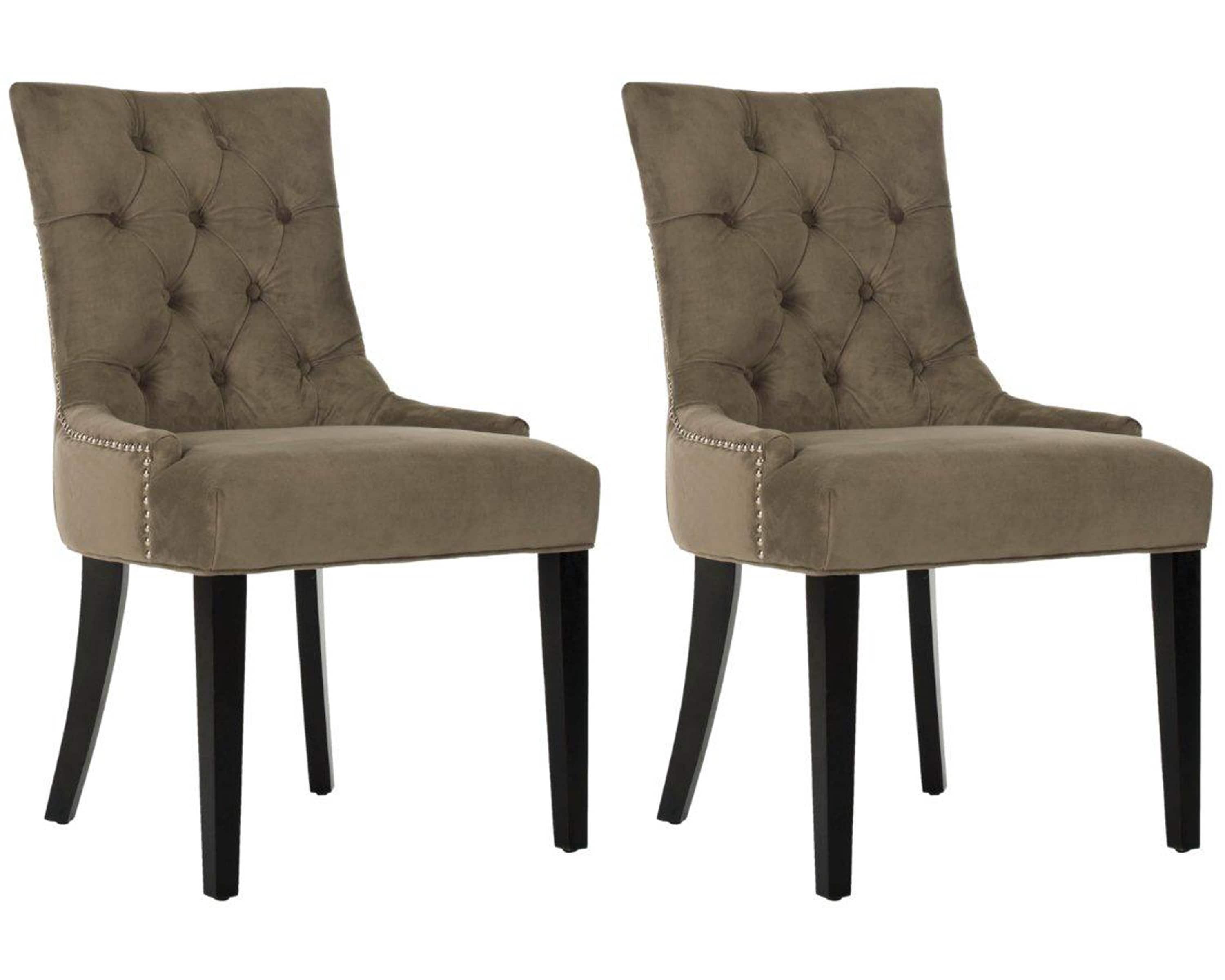 SAFAVIEH Abby 19''H Tufted Side Chair, Grey/Silver Nail Head, Set of 2