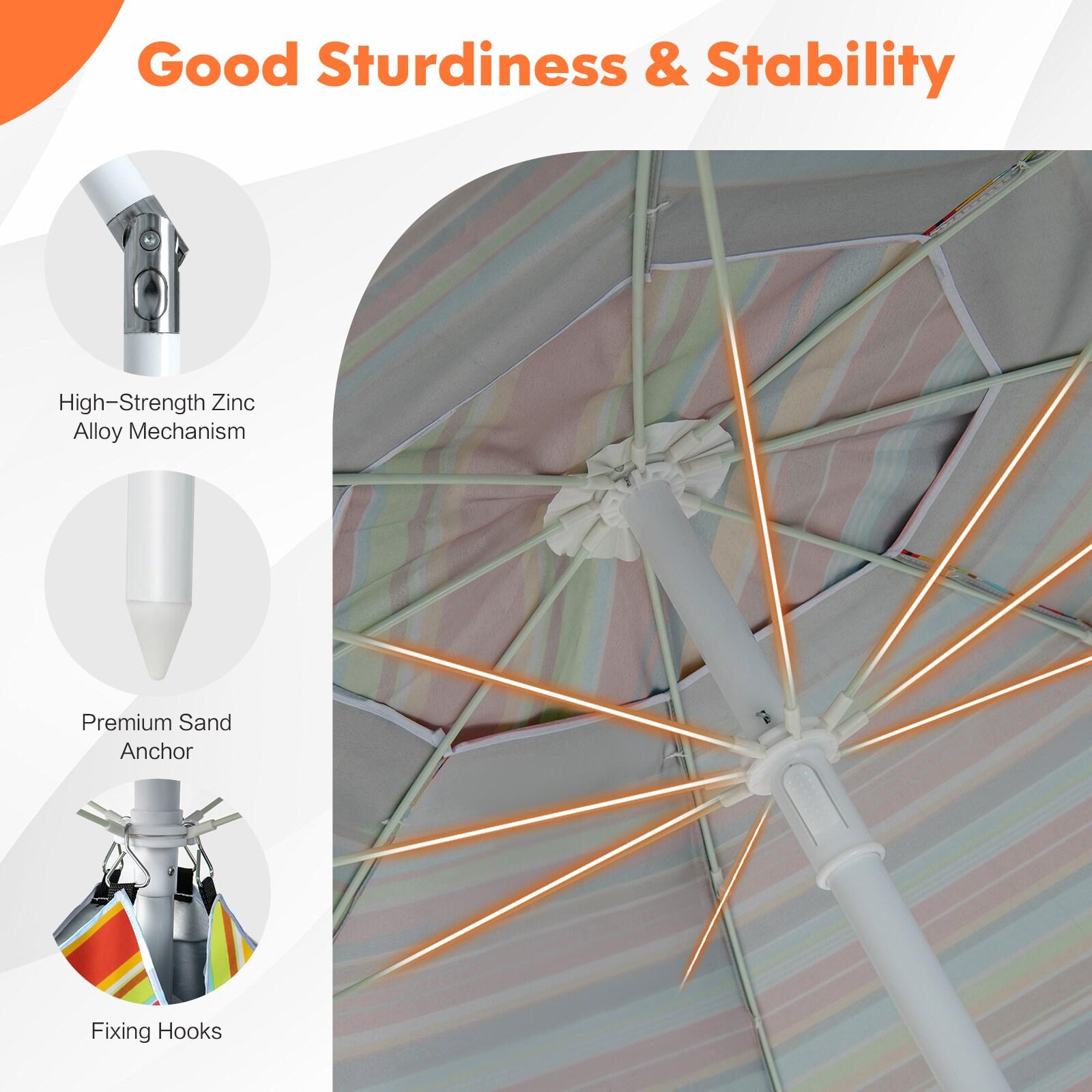 Topcobe 6.5 Feet Patio Beach Umbrella with Waterproof Polyester Fabric, Sunbrella Umbrella Outdoor Patio, Orange