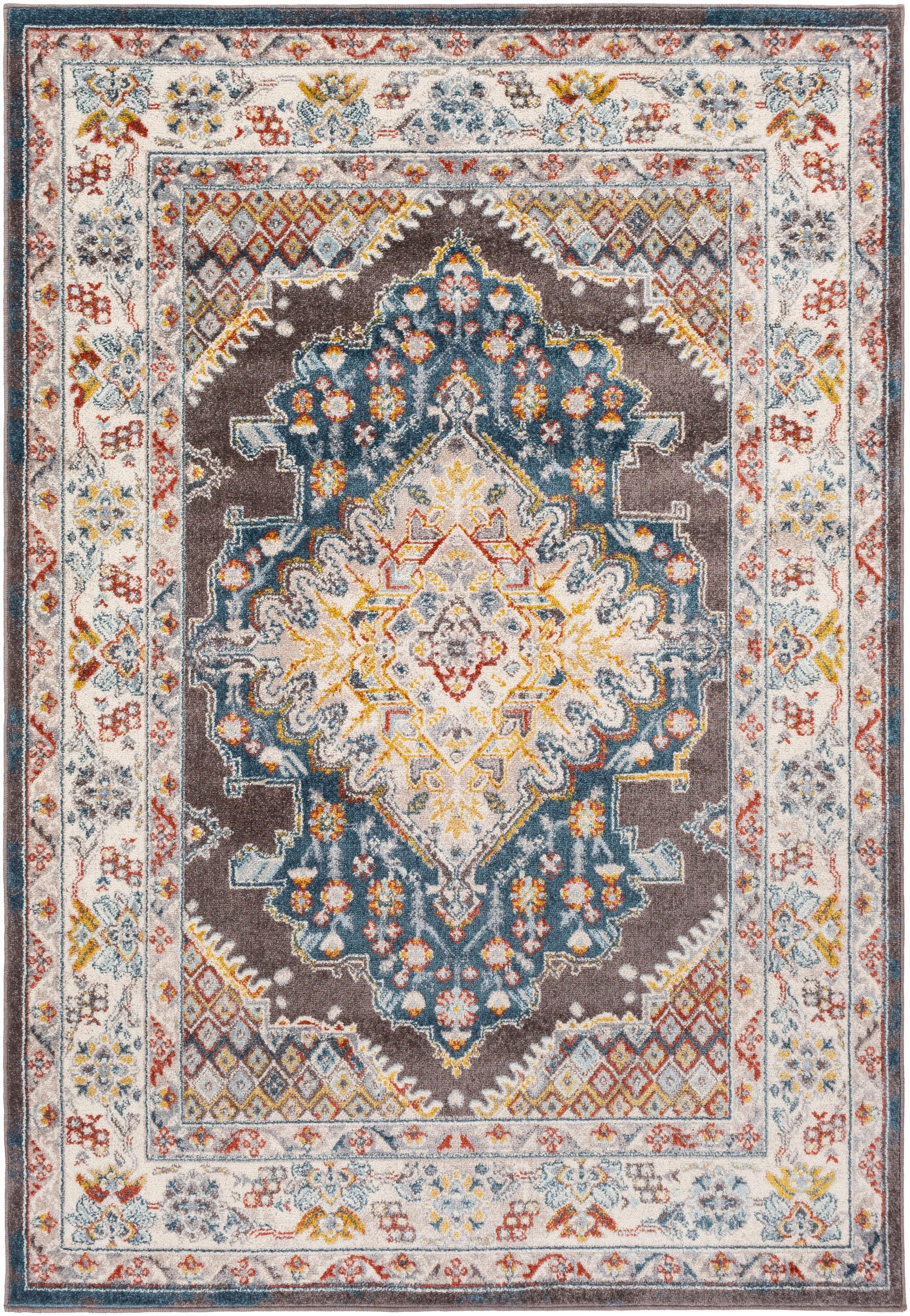 Livabliss 5'3"x7'3" Kashan Traditional Rugs Blue: Stain & Fade-Resistant, Medium Pile, Polypropylene
