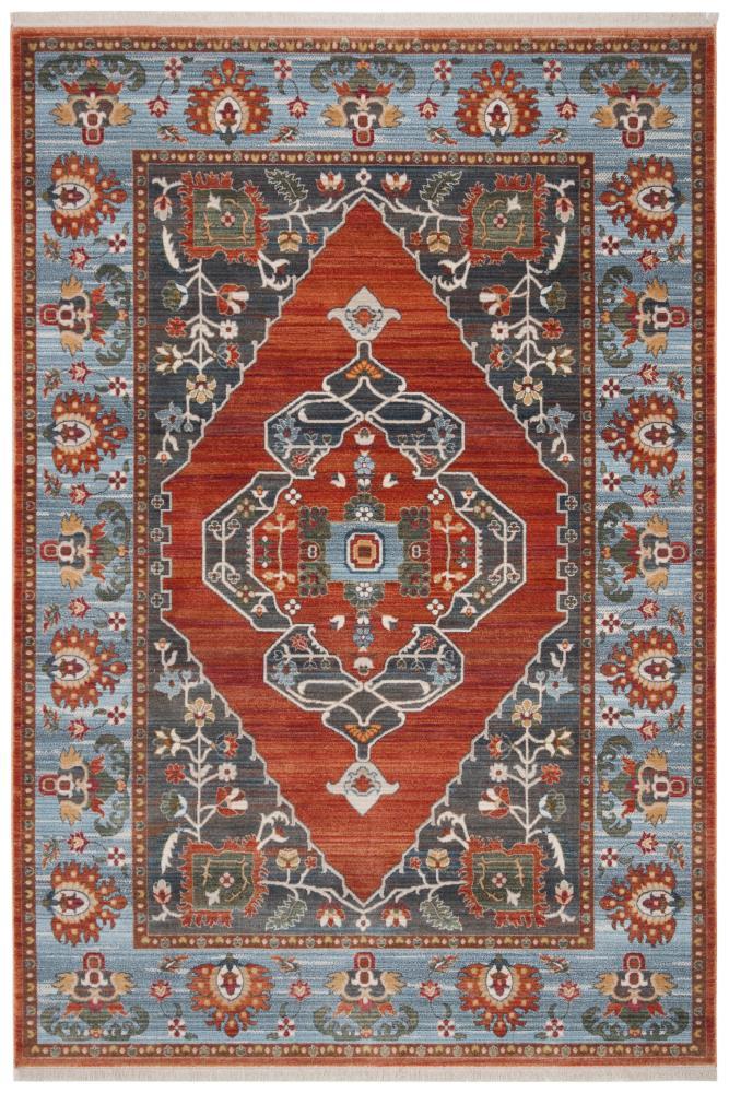 SAFAVIEH Vintage Persian Yvonne Floral Bordered Polyester Area Rug, Rust/Blue, 3' x 5'