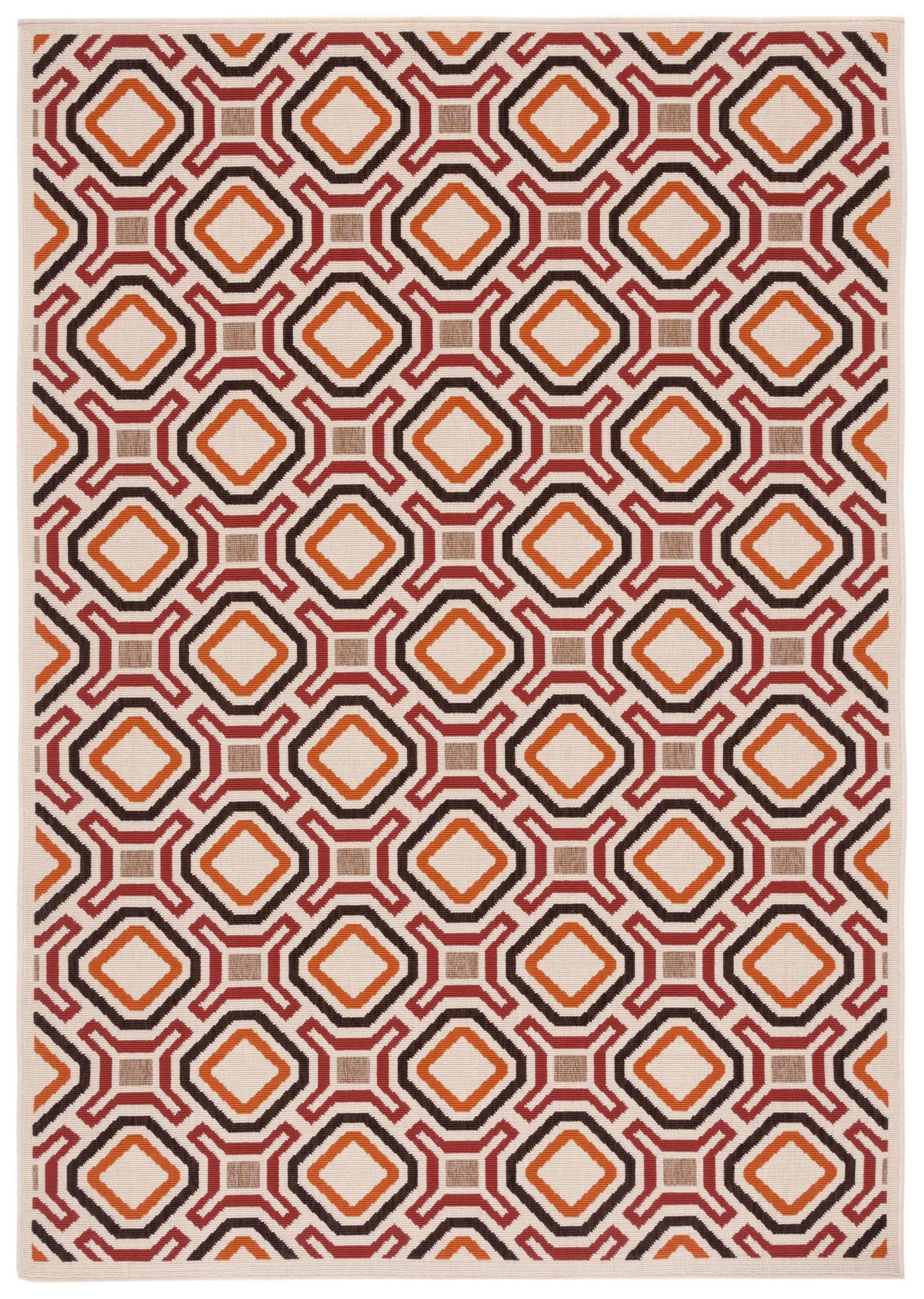 Veranda VER089 Power Loomed Indoor/Outdoor Area Rug - Creme/Red - 4'x5'7" - Safavieh.