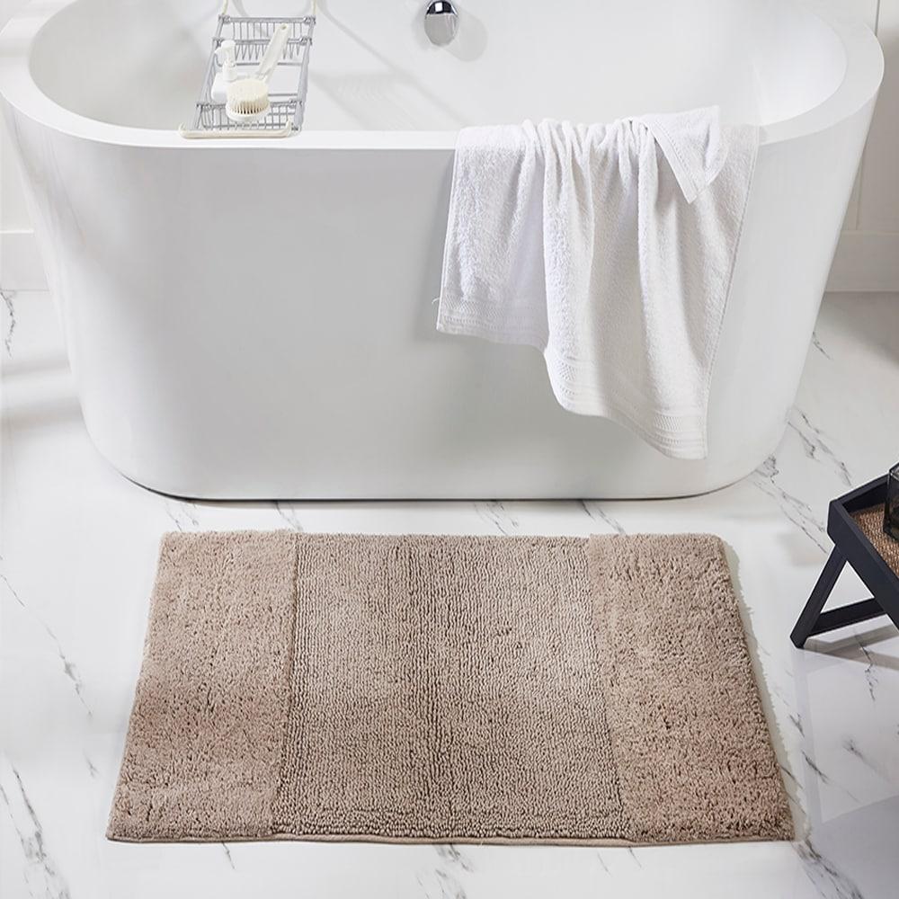 Better Trends 4 Piece Bathroom Rug Set 100% Cotton Non-Slip Washable Bath Mat, Soft & Absorbent Bath Rugs for Bath Room, Shower, Bathtub & Spa Floors Beige Granada Collection