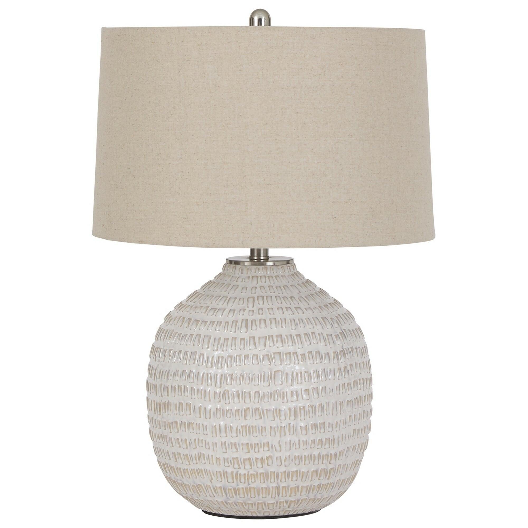 Jamon Ceramic Table Lamp Beige - Signature Design by Ashley: Glazed Texture, 3-Way Switch, UL Listed