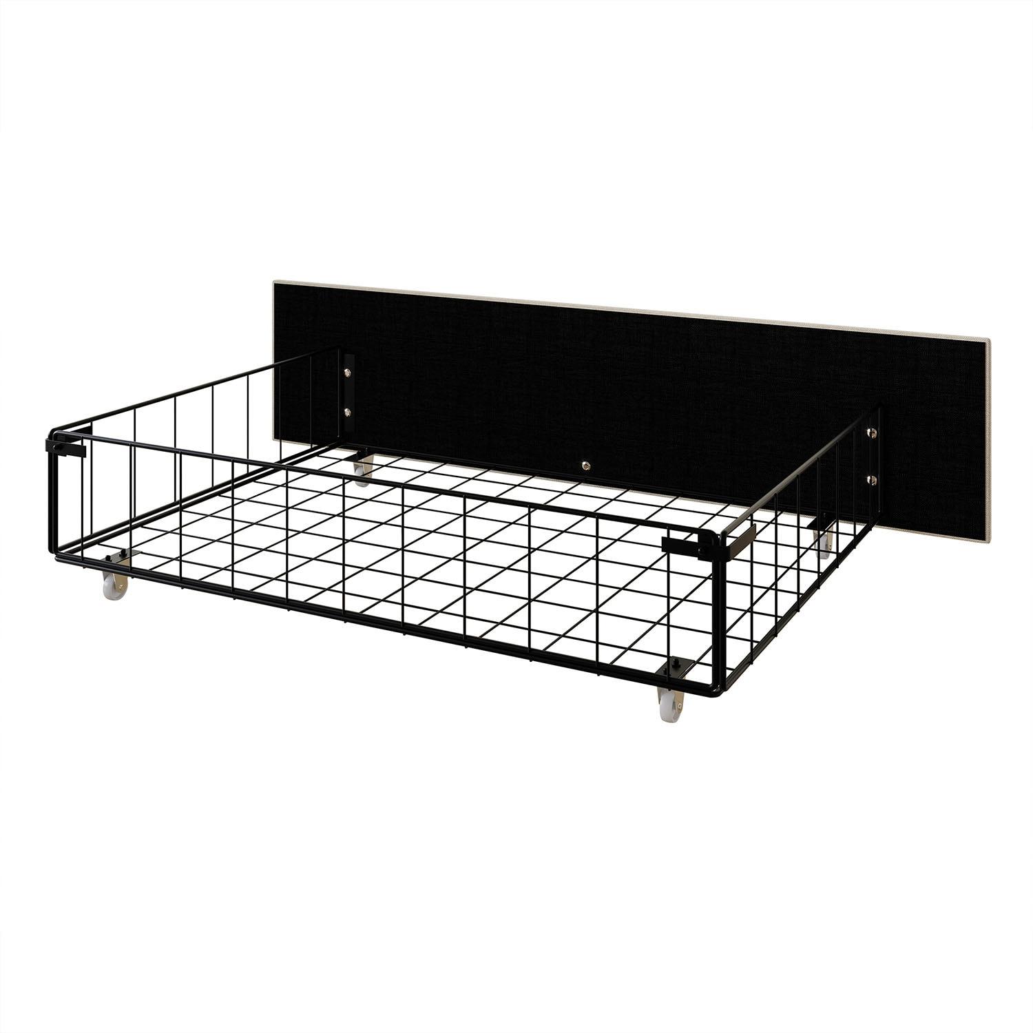 ChaletPosh Full Size Platform Bed with Storage Beige Linen