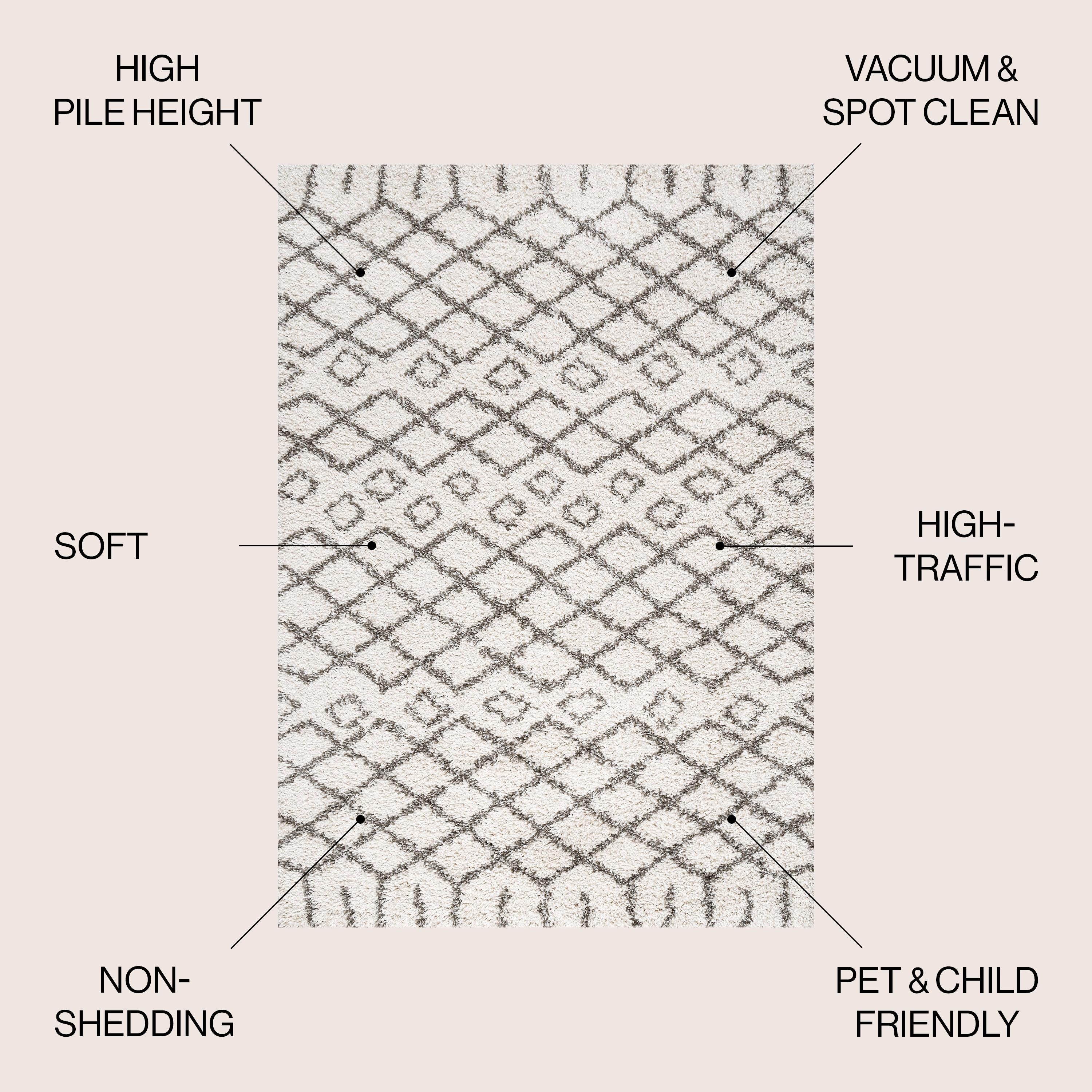 3'x5' Algaida Moroccan Diamond Shag Area Rug, Beige/Dark Gray - JONATHAN Y