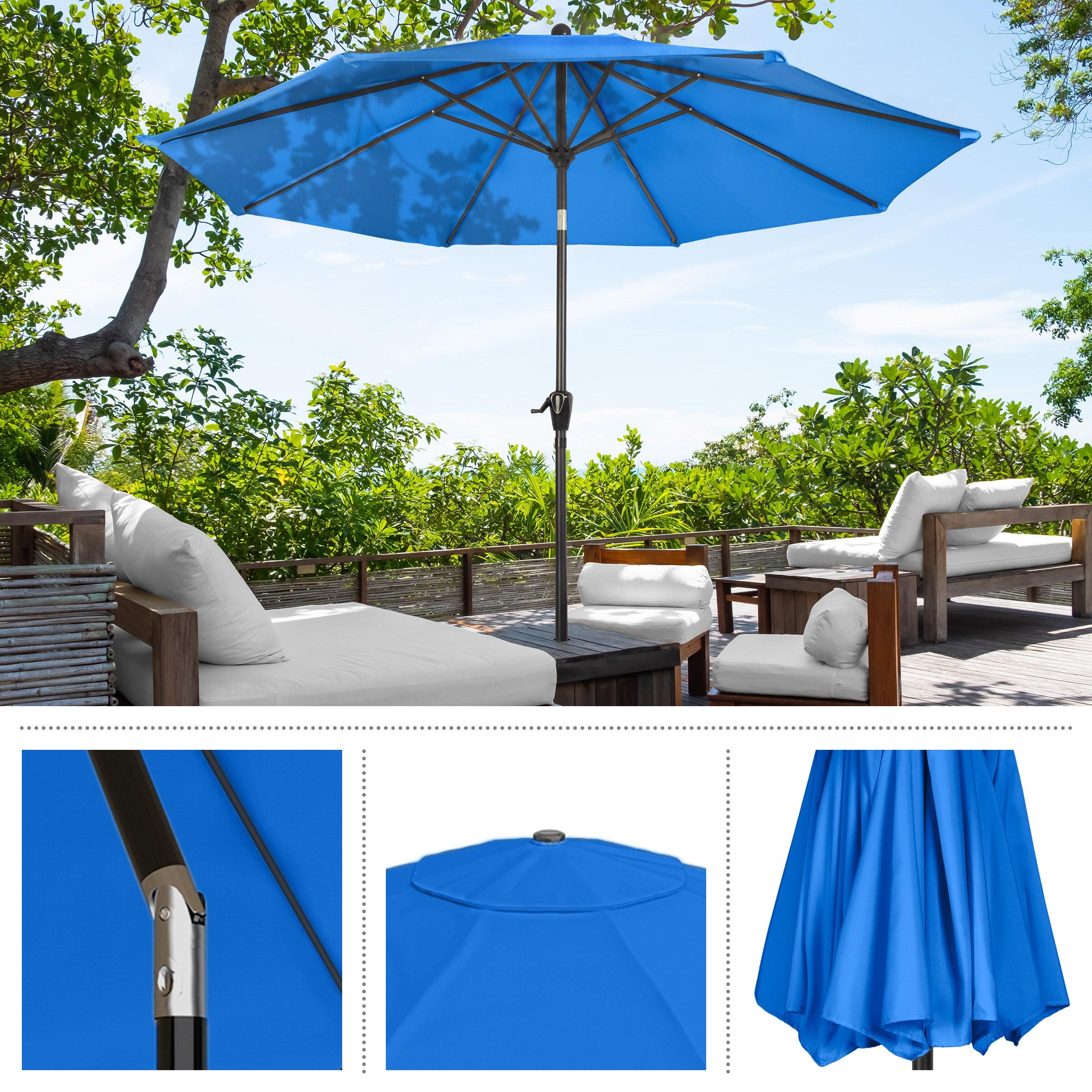 Nature Spring 10' Auto-Tilt Patio Umbrella - Blue