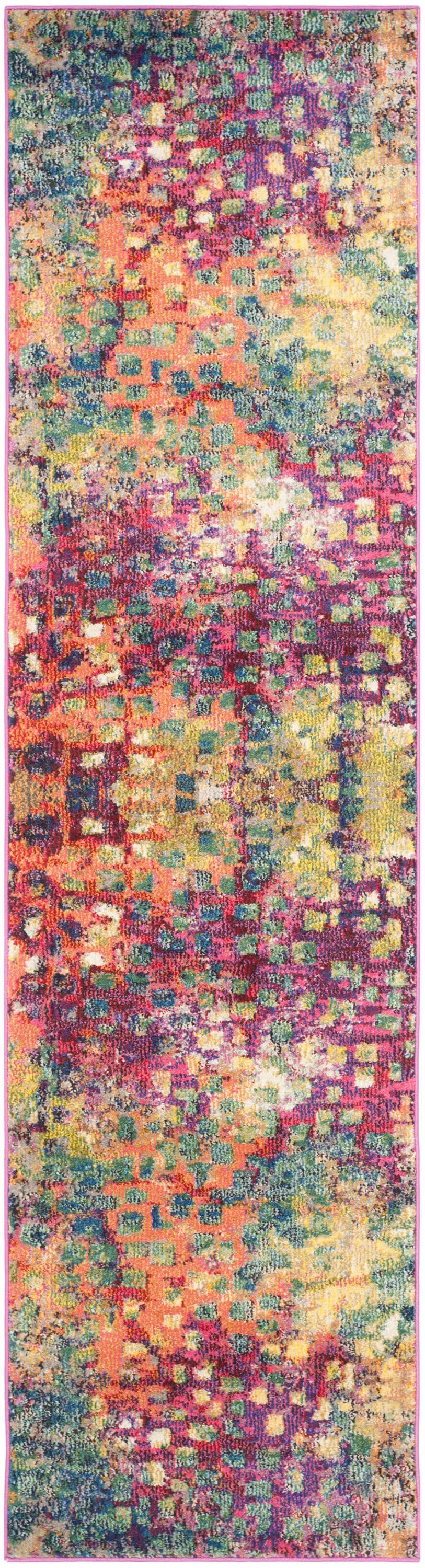 Monaco MNC225 Power Loomed Indoor Runner Rug - Pink/Multi - 2'2"x10' - Safavieh