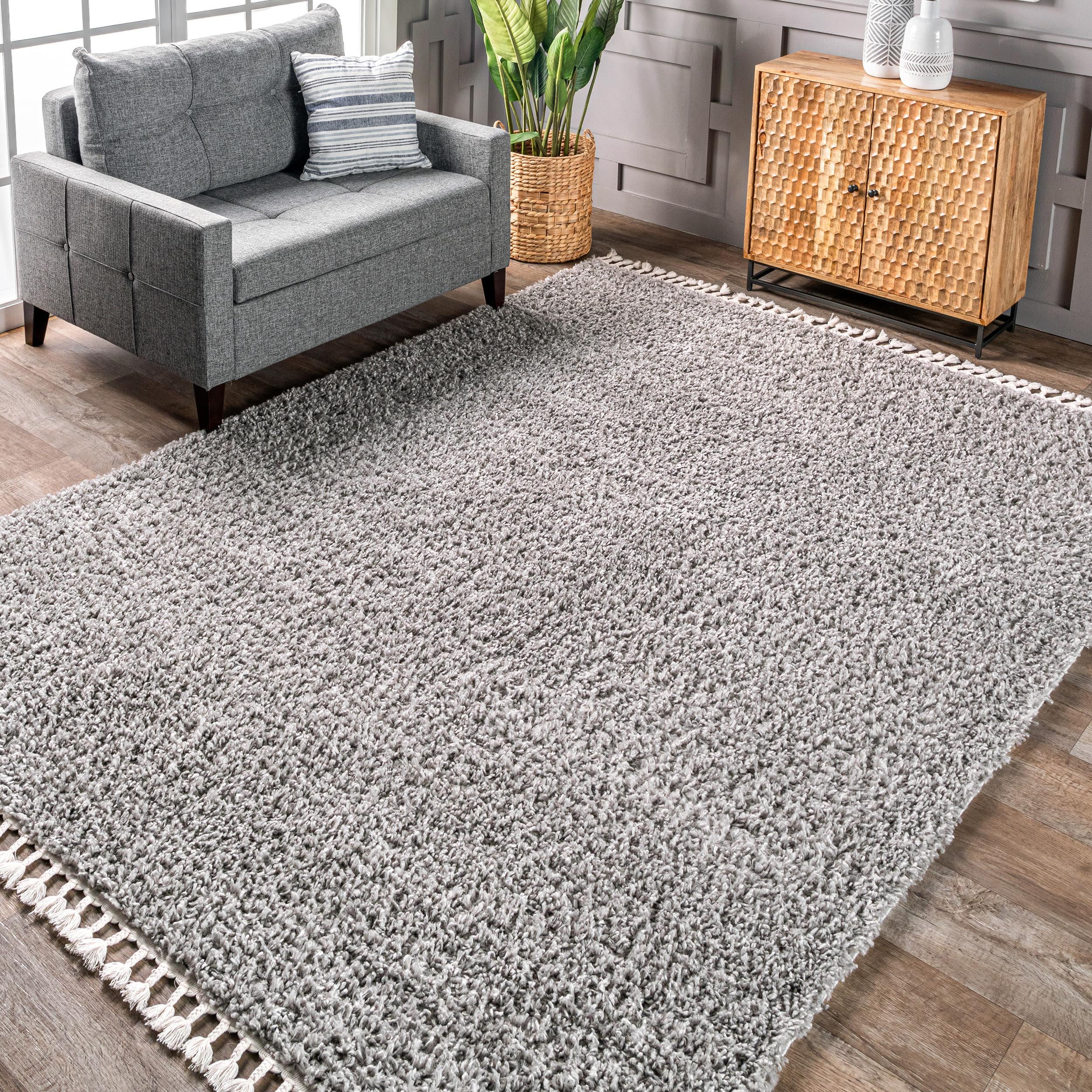 Nuloom Neva Solid 3x5 Accent Shag Indoor Area Rug for Living Room Bedroom Dining Room Nursery Entryway, Grey/Ivory