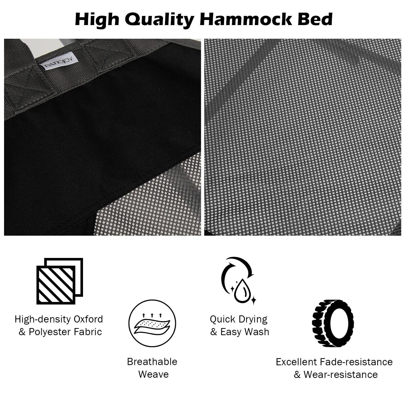 Costway Folding Hammock Indoor & Outdoor Hammock with Side Pocket & Iron Stand Black