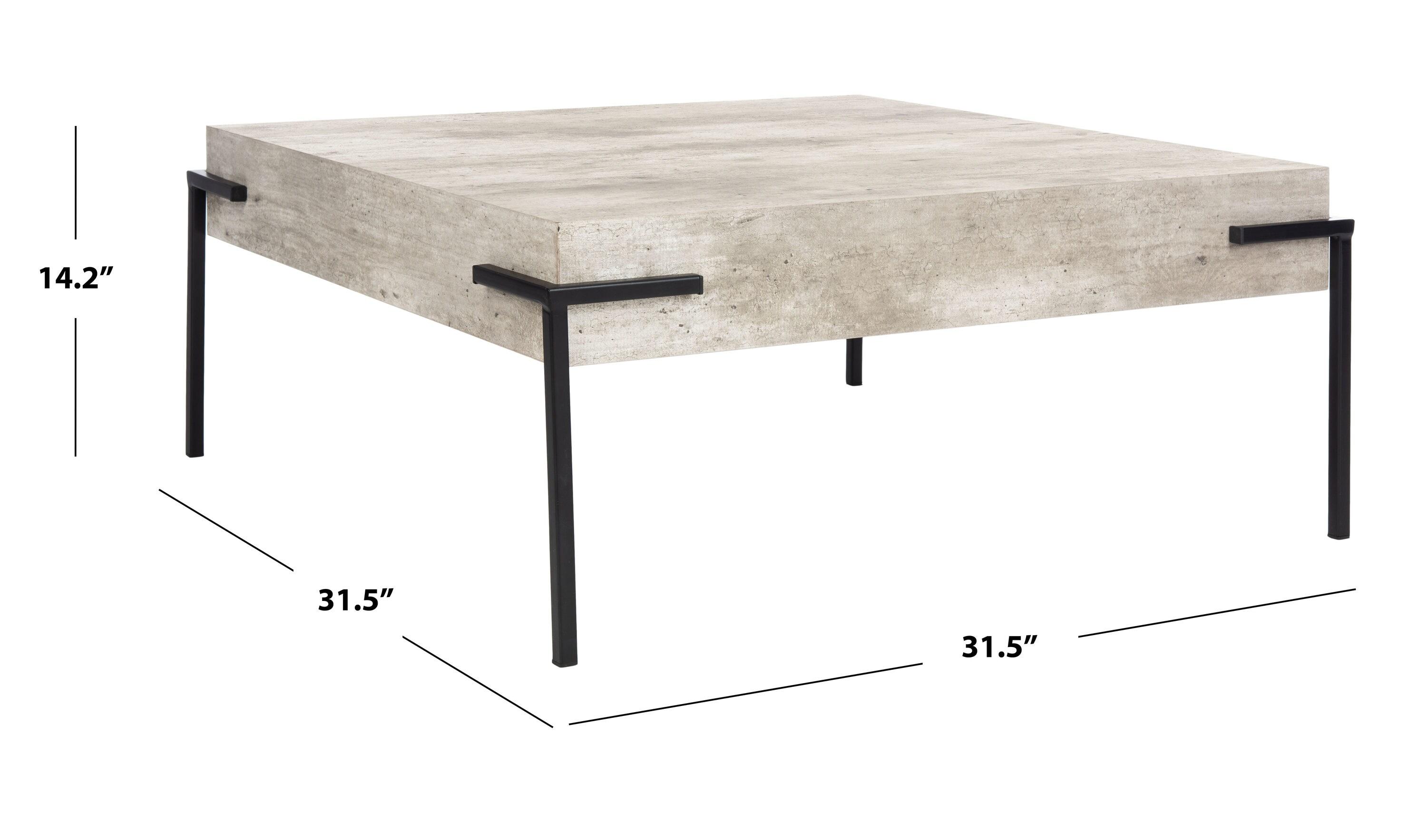 Eli Square Coffee Table - Light Grey Faux Concrete/Black - Safavieh