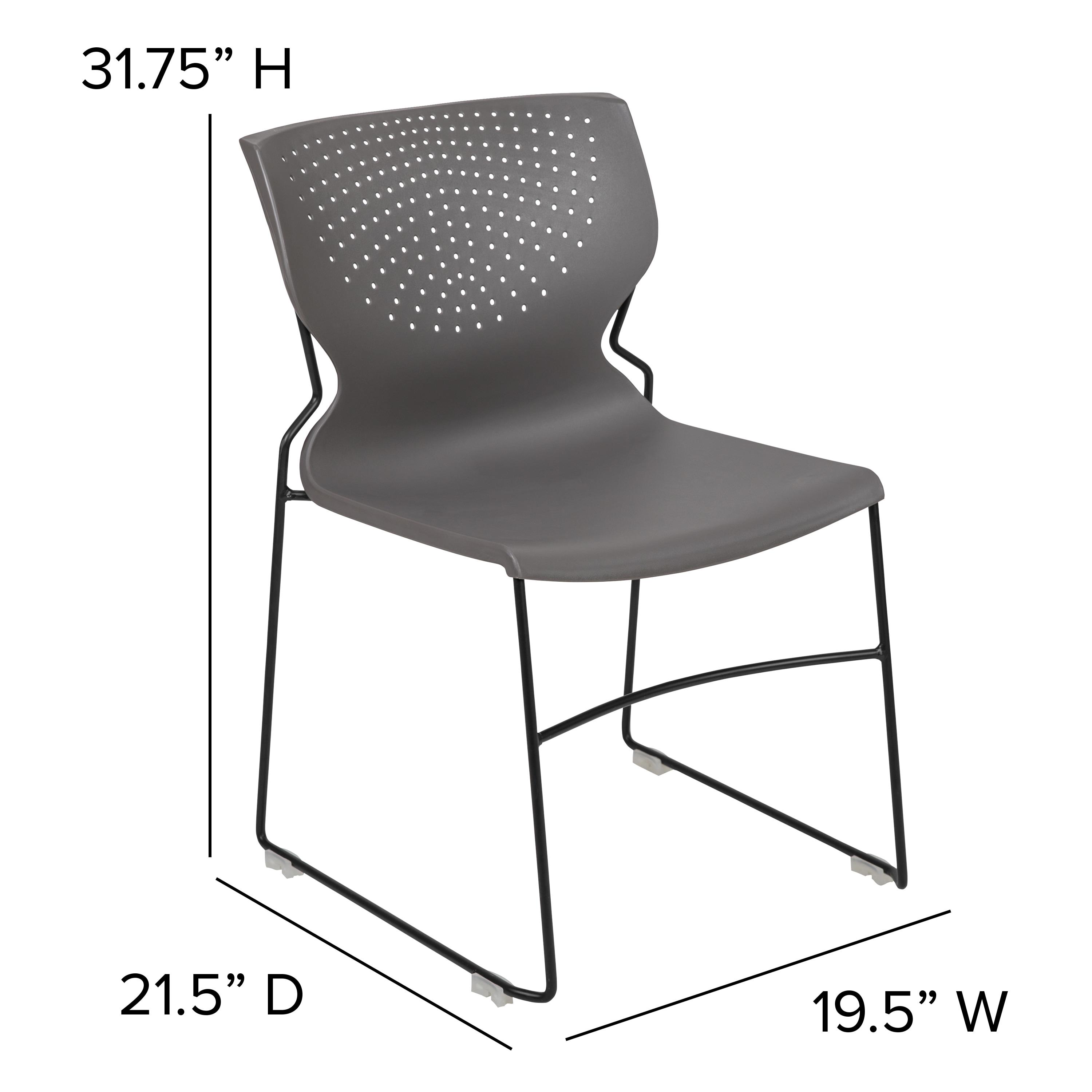 Flash Furniture HERCULES Series 5 Pack 661 lb. Capacity Gray Full Back Stack Chair with Black Powder Coated Frame