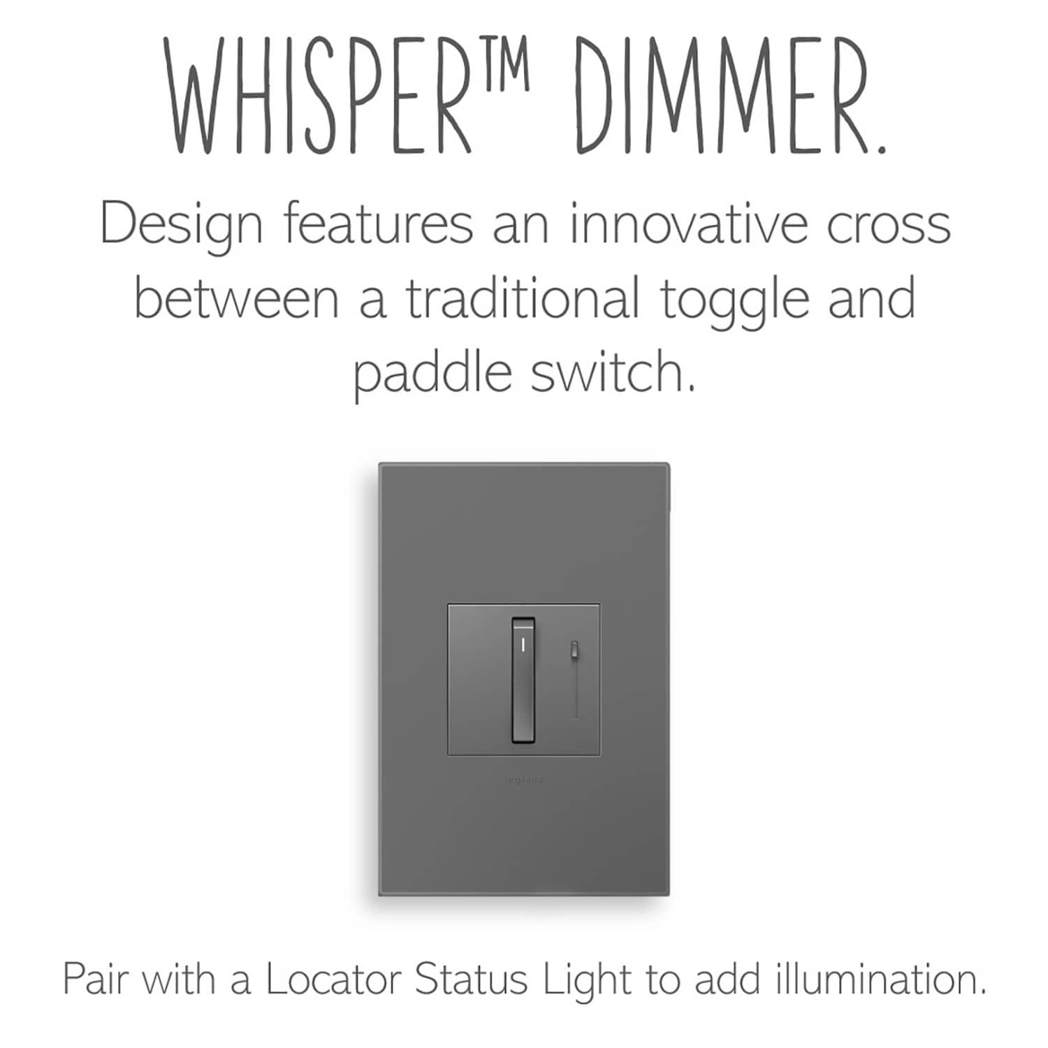 Legrand Adwr703tu4 Adorne Whisper 700 Watt Tru-Universal Single Pole/3-Way Dimmer Switch