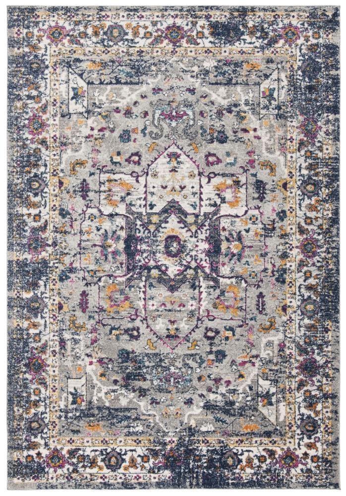 Evoke EVK275 Power Loomed Area Rug - Grey/Navy - 5'3"x7'6" - Safavieh.