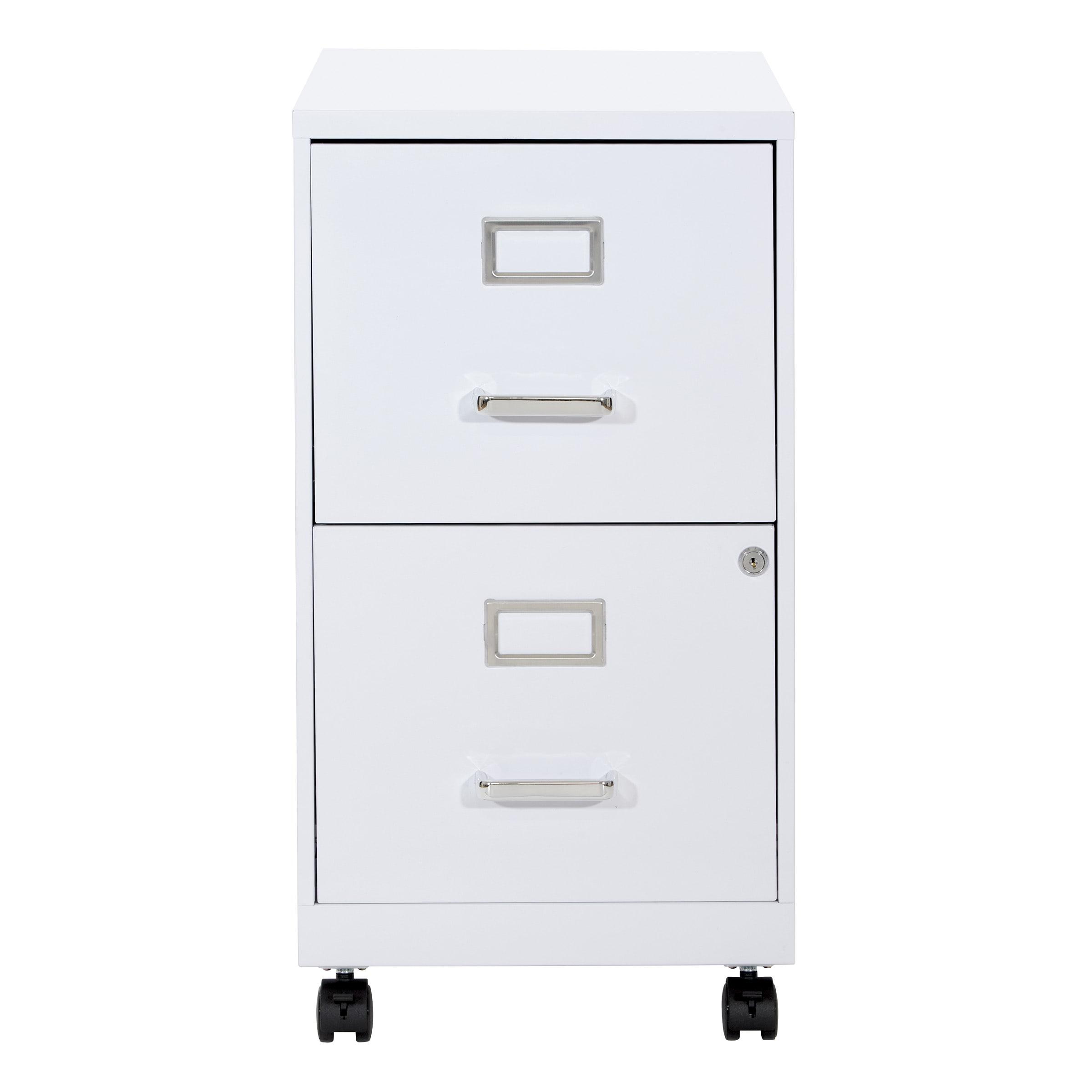 OSP Home Furnishings 2-Drawer Mobile Locking Metal File Cabinet, White