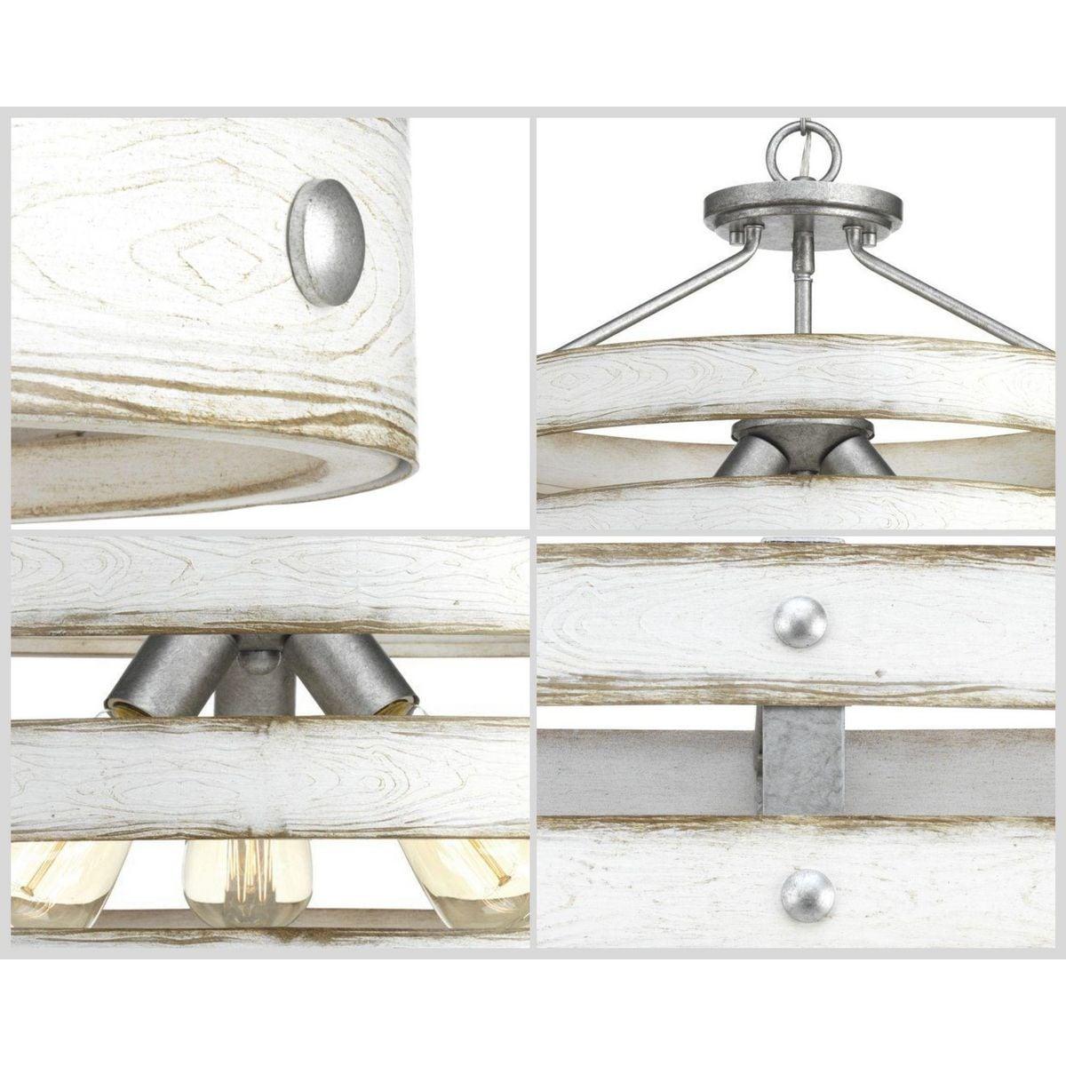 Progress Lighting Gulliver 3-Light Semi-Flush Convertible Ceiling Light, Galvanized Finish, Open Design
