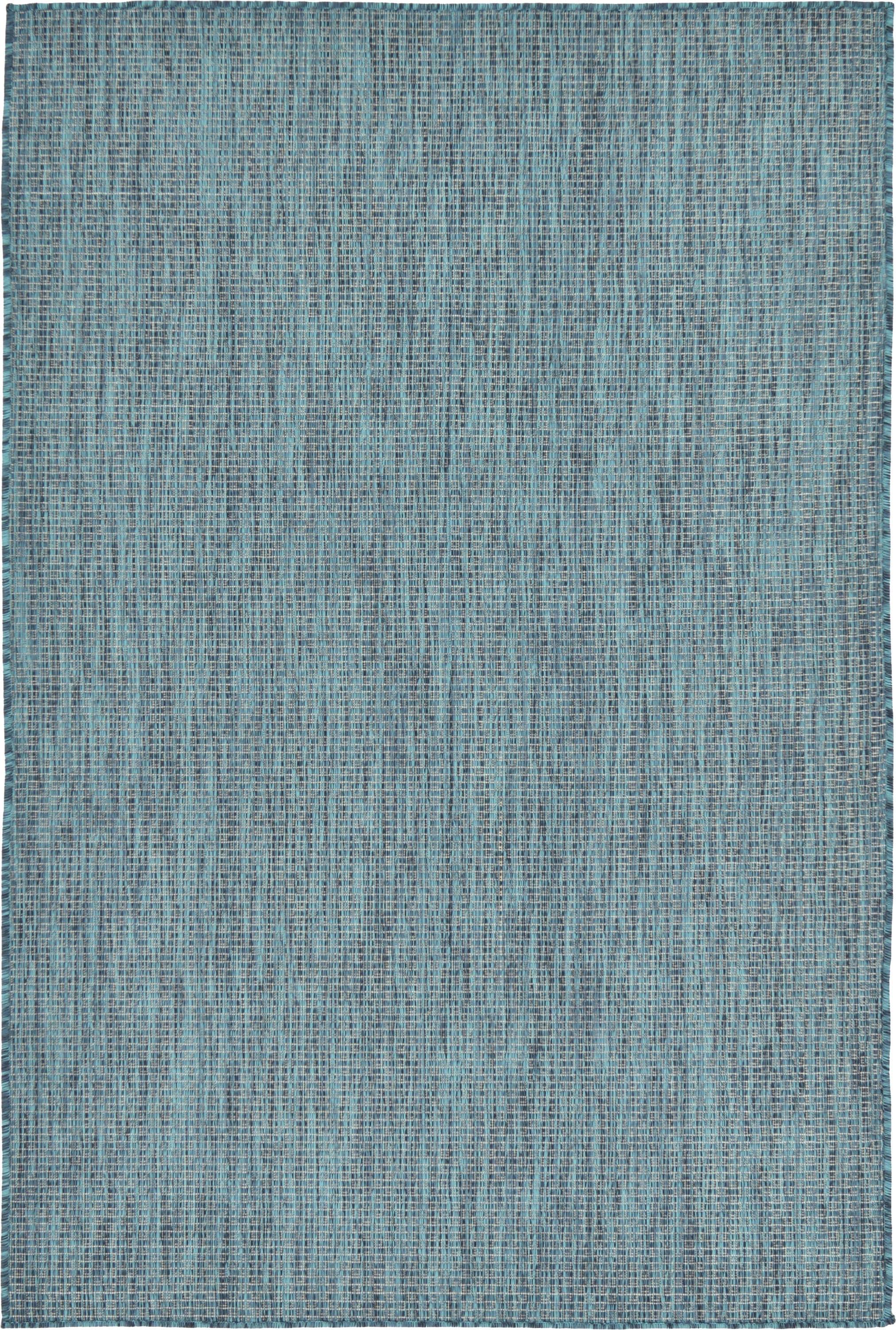 Unique Loom 4' 1 x 6' 1 Rectangle Indoor/Outdoor Solid Teal Area Rug