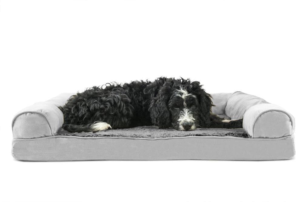 FurHaven Plush & Suede Orthopedic Sofa Dog Bed - Large, Gray