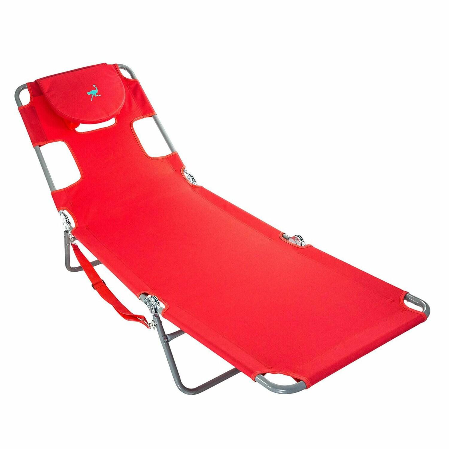 Ostrich Ostrich Deluxe Padded Lightweight Portable Adjustable Outdoor Reclining Folding Chair with Footrest