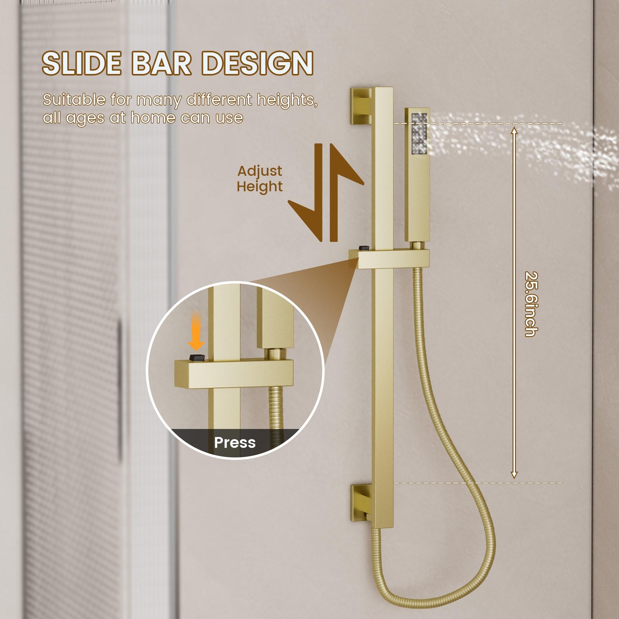 Brushed Gold Adjustable Ceiling Mounted Shower System with Handheld