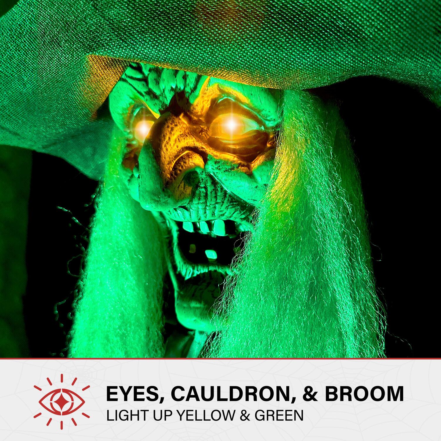 Haunted Hill Farm Lifesize Witch Prop with Lights and Sound, Indoor/Covered Outdoor Halloween Decoration