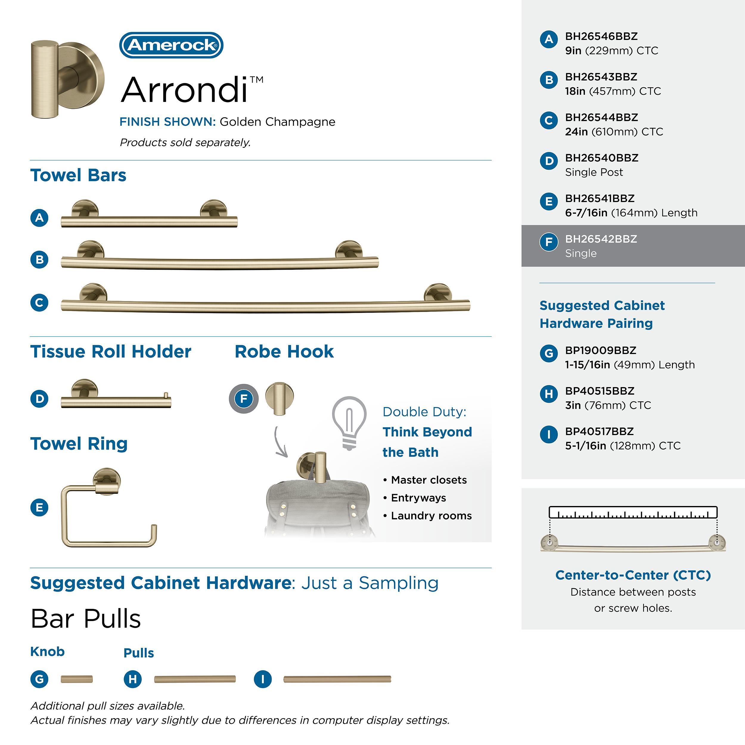 Amerock Arrondi Golden Champagne Single Prong Robe Hook