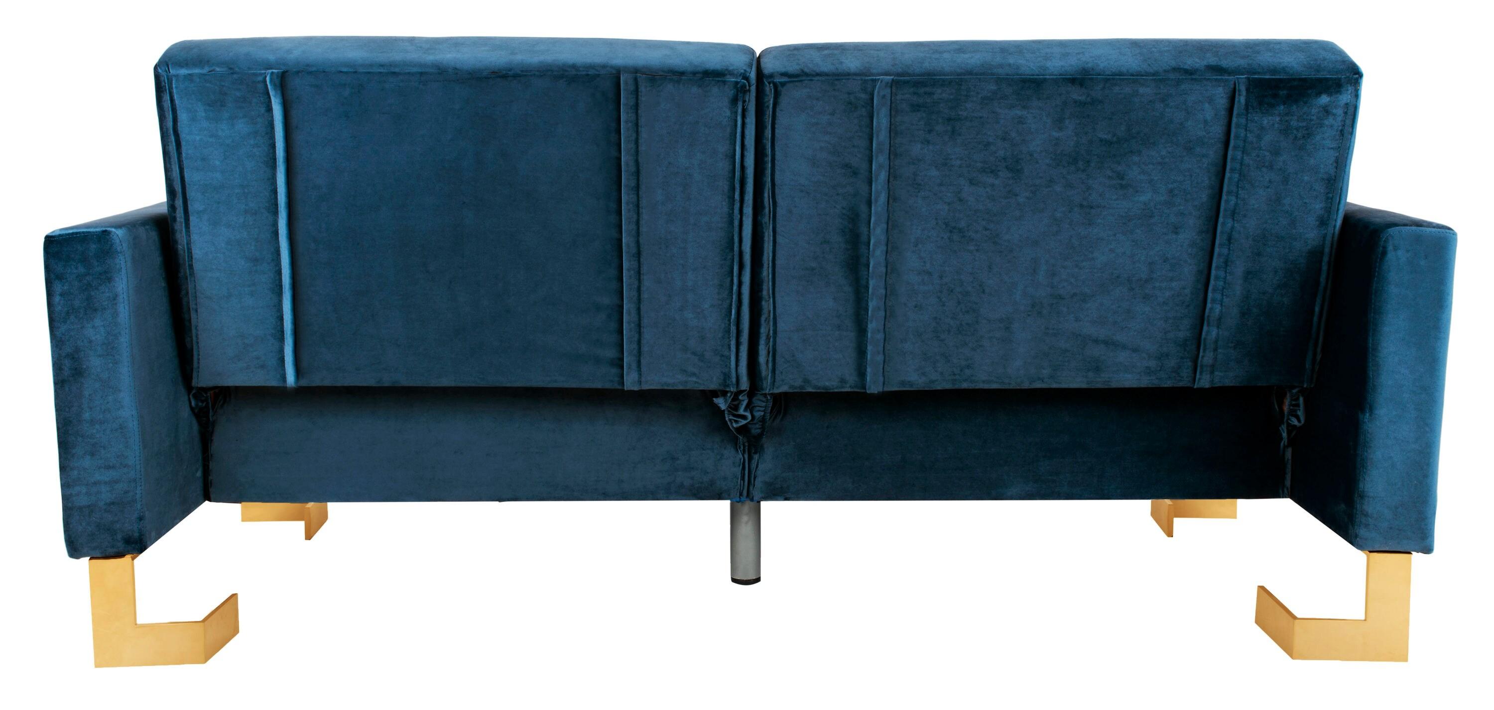 Tribeca Foldable Futon Bed - Navy/Brass - Safavieh