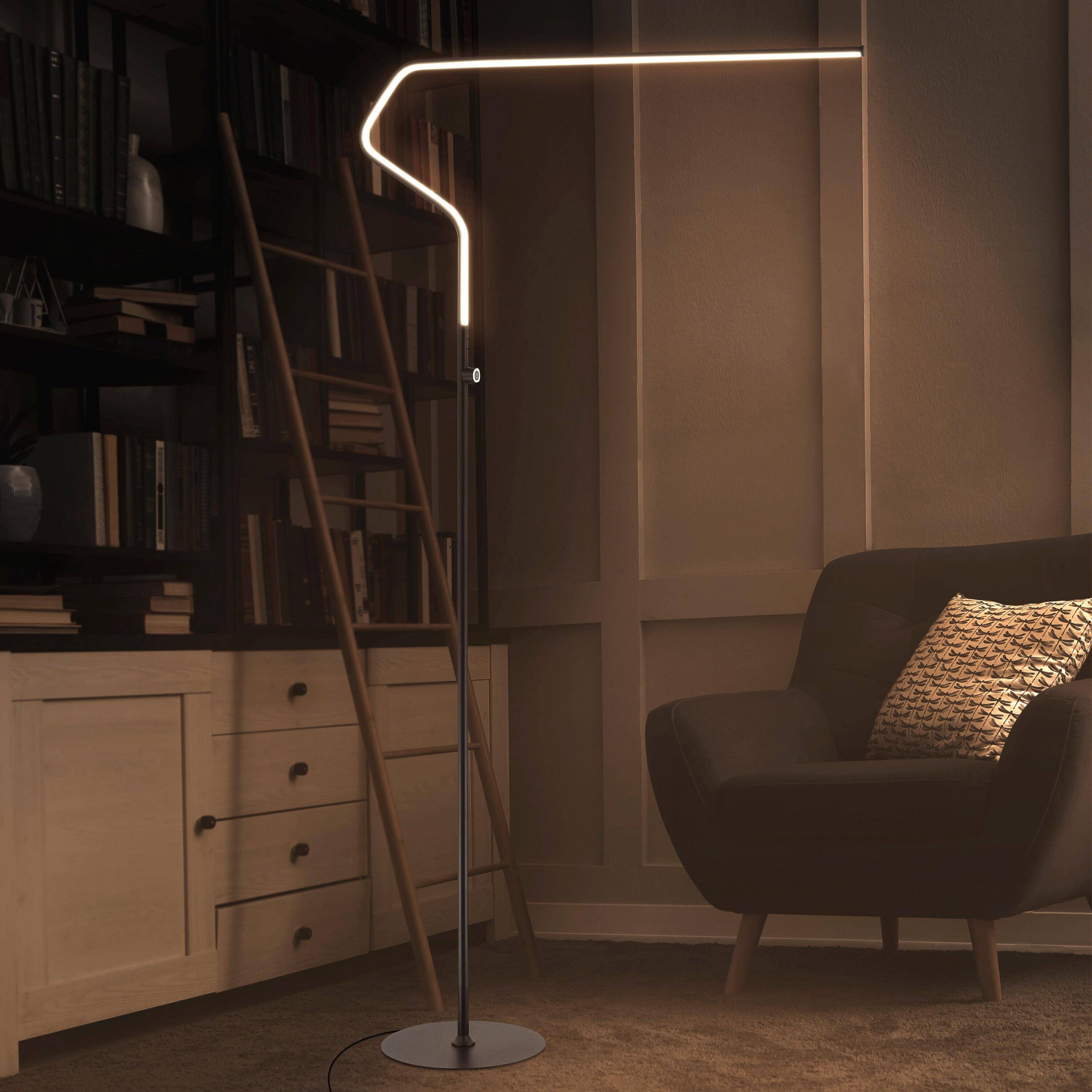 JONATHAN Y JYL7020B Julian 65.25" Integrated LED Metal Floor Lamp, Minimalistic, Modern, Contemporary for living room, dinning room, bedroom, office, Black