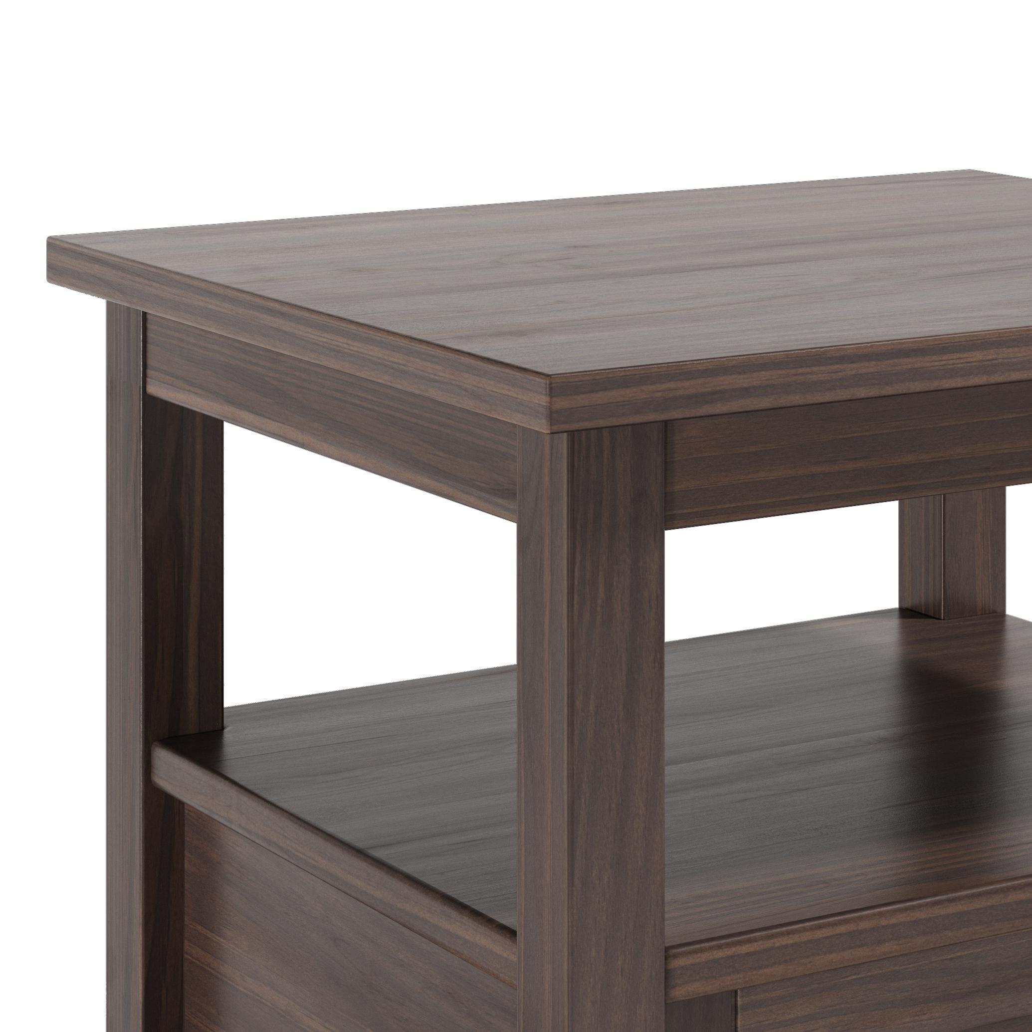 Warm Shaker SOLID WOOD 20" W Rectangle End Table in Warm Walnut Brown