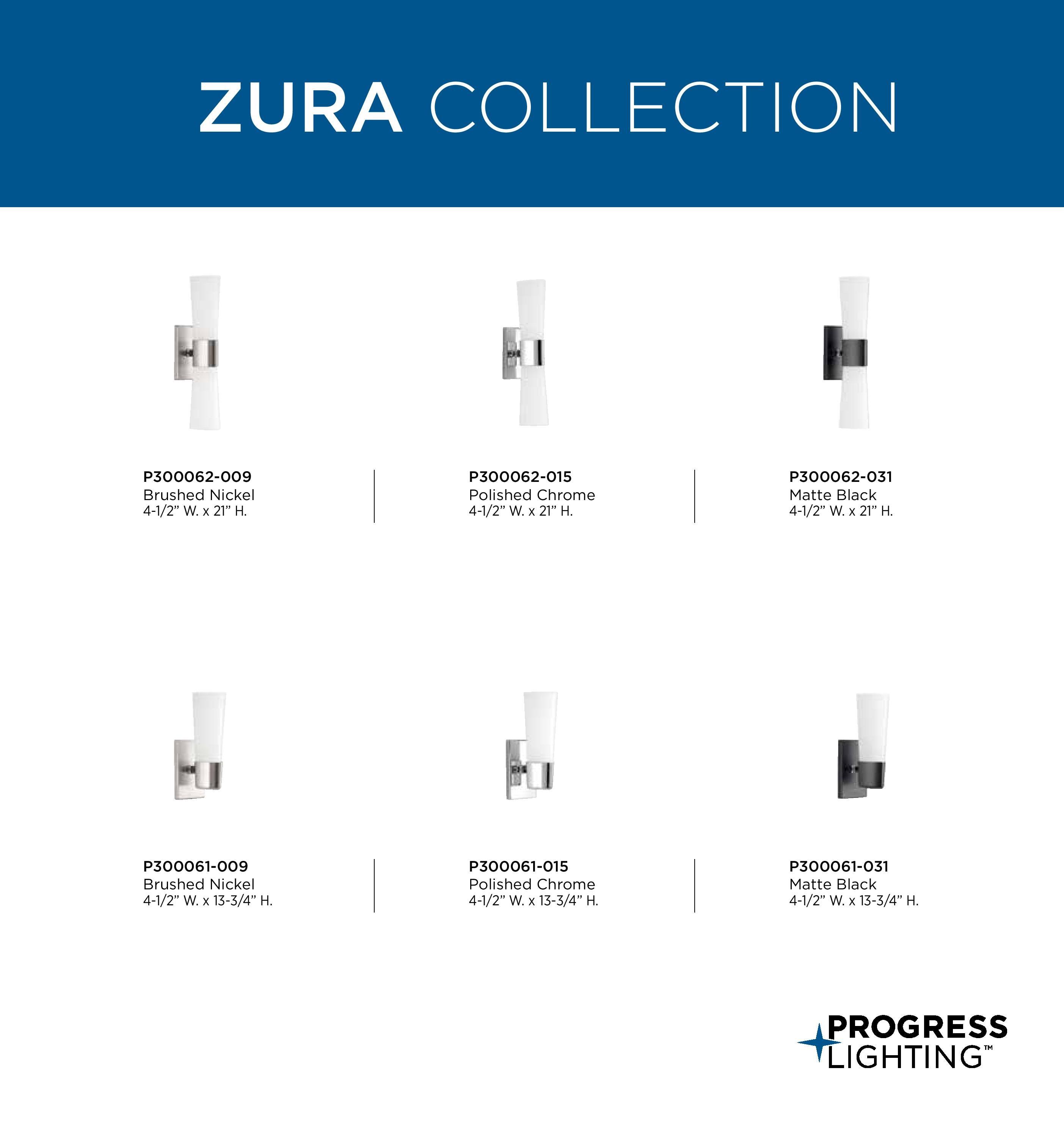 Progress Lighting P300061 Zura 1 Light 4-1/2" Wide Bathroom Sconce - Nickel
