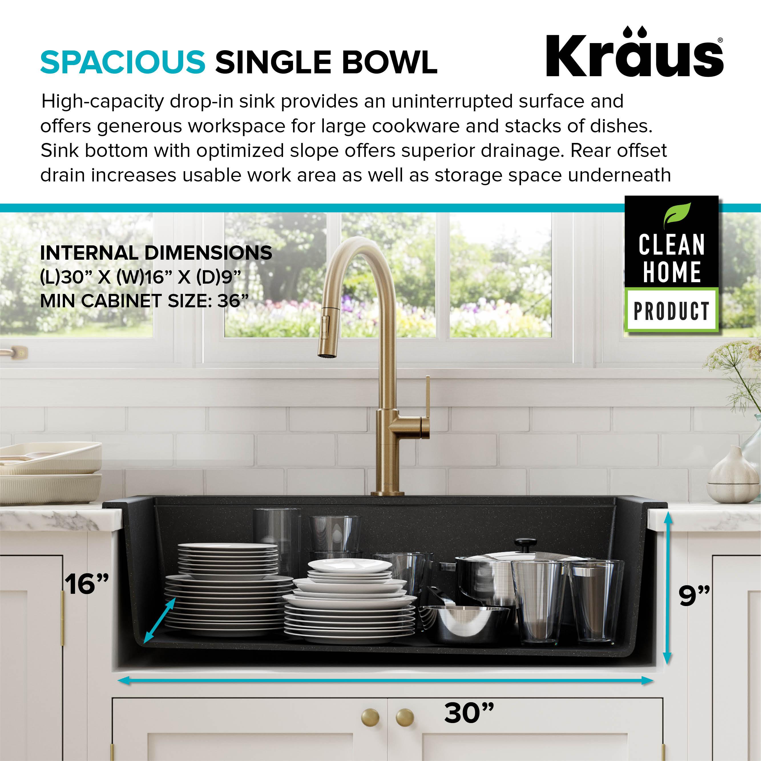 33 in. KRAUS Bellucci Workstation Drop-In Granite Composite Single Bowl Kitchen Sink with Accessories