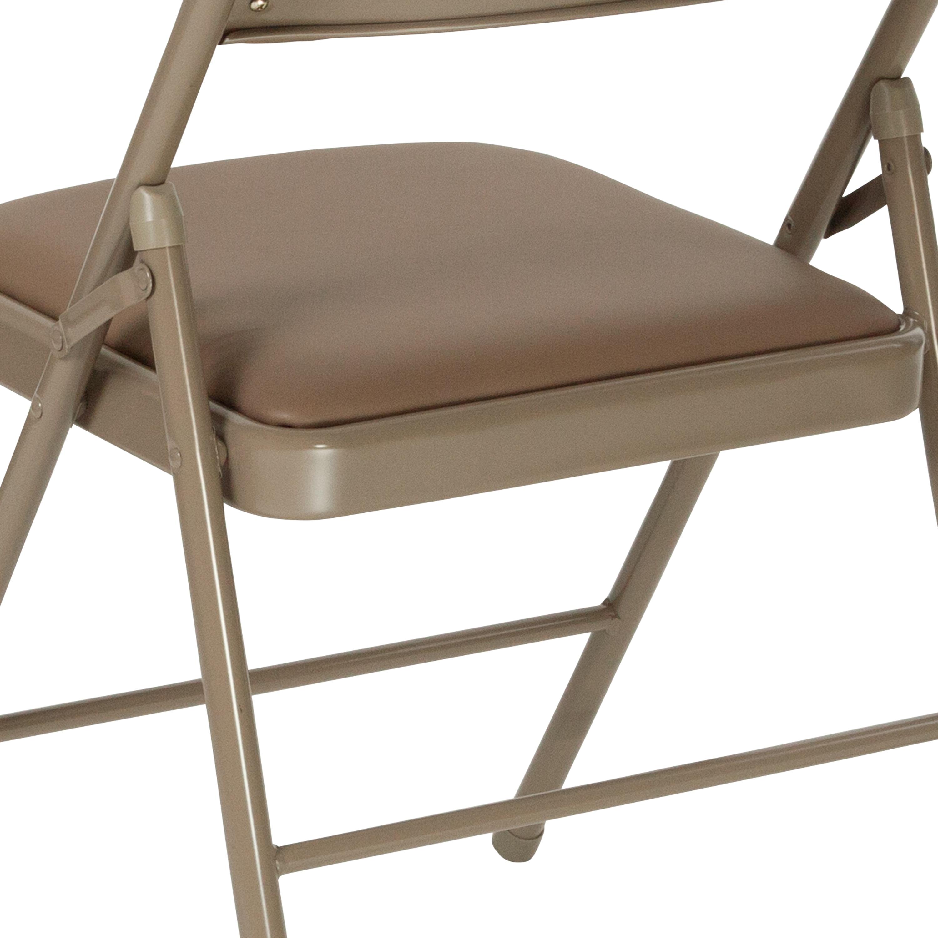 Flash Furniture 4 Pack HERCULES Series Double Braced Beige Vinyl Folding Chair