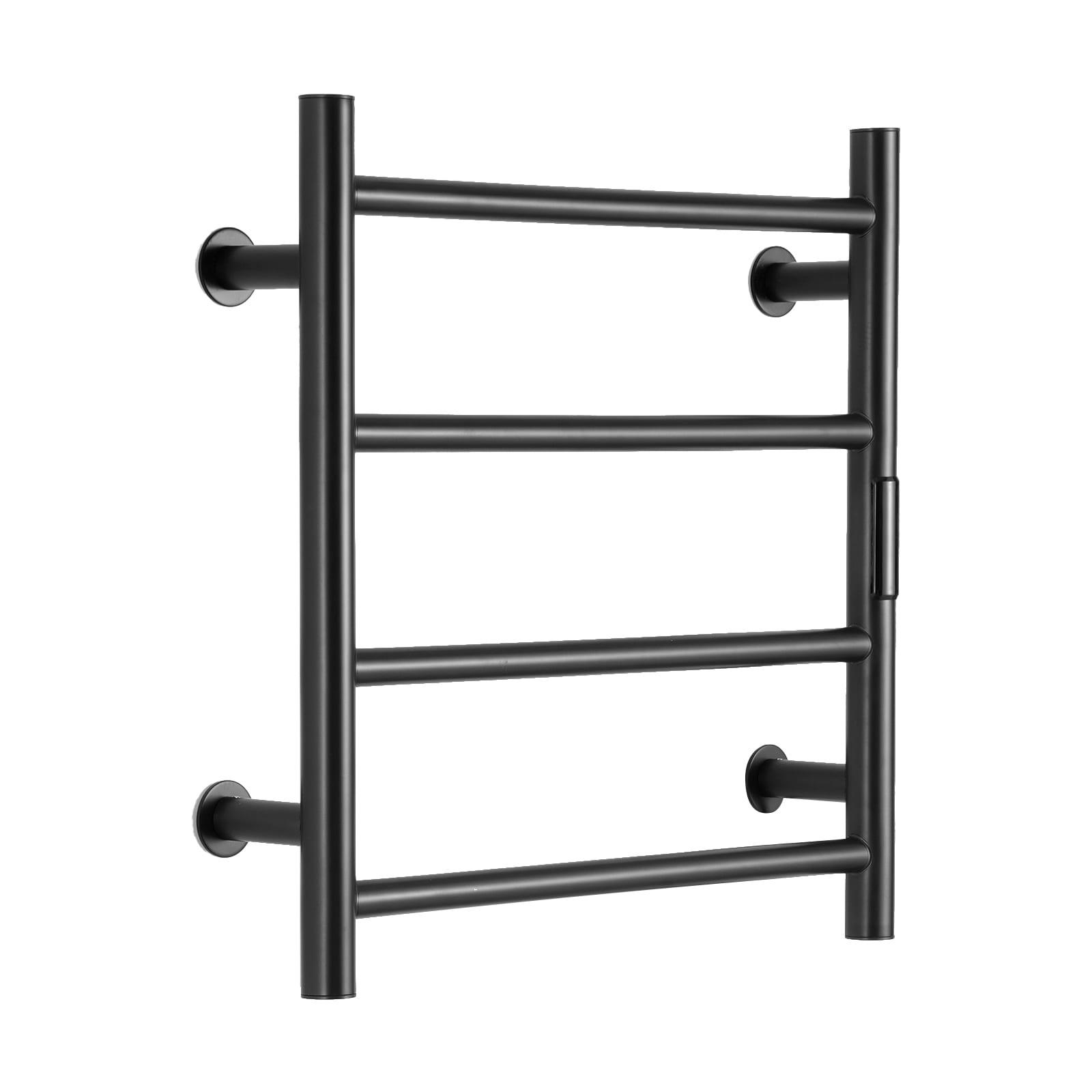 VEVOR 4 Bars Towel Warmer Rack, Wall Mounted Heated Towel Rack for Bathroom, IPX5 Waterpoof Towel Heater Rack with Timer & Display Screen, Black