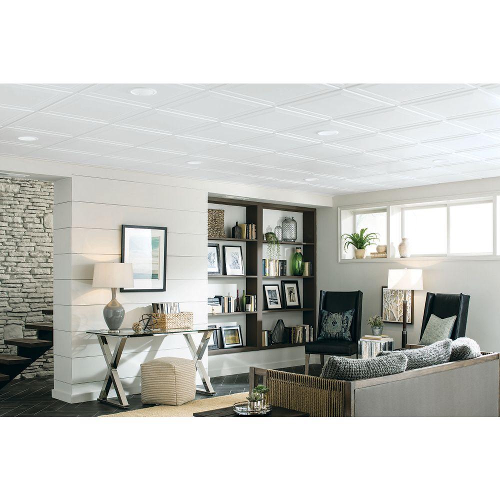 Armstrong 2x2 LEDGES Acoustic Ceiling Tiles for Suspended Ceiling Grids, 6-tiles per pack, White