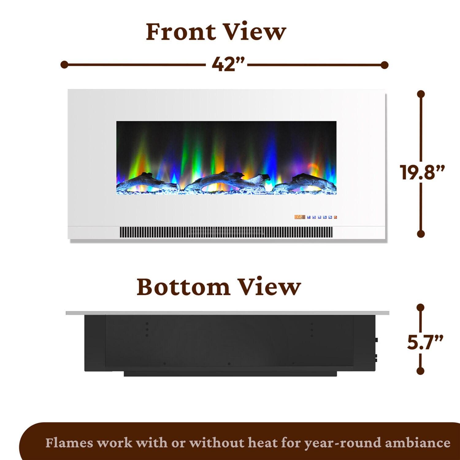 Cambridge Cambridge Wall Mount Electric Fireplace Heater with Remote Control for Indoor Use in Living Room, Bedroom, Home Office