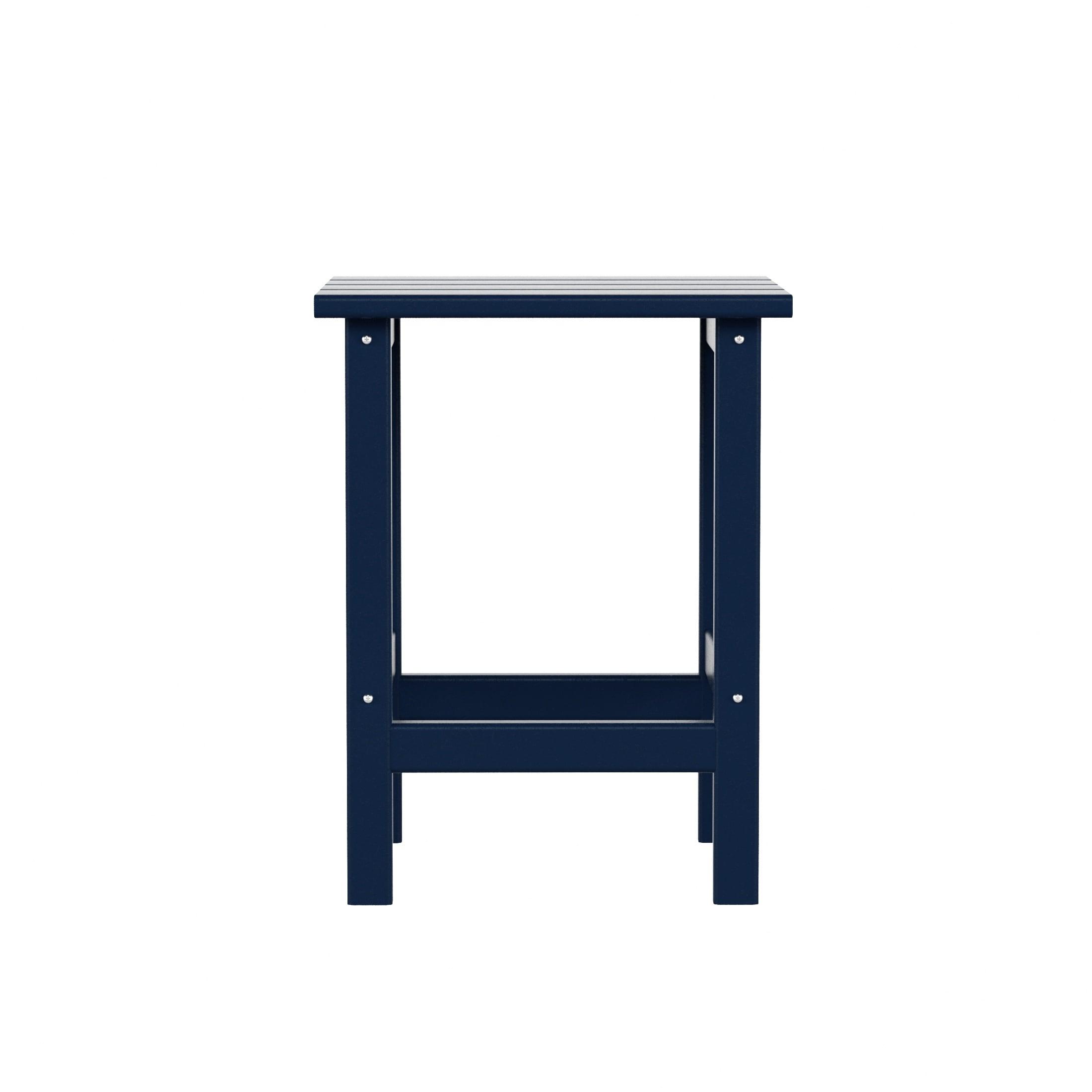 Polytrends  Laguna Hdpe All Weather Outdoor Patio Square Side Table Navy Blue